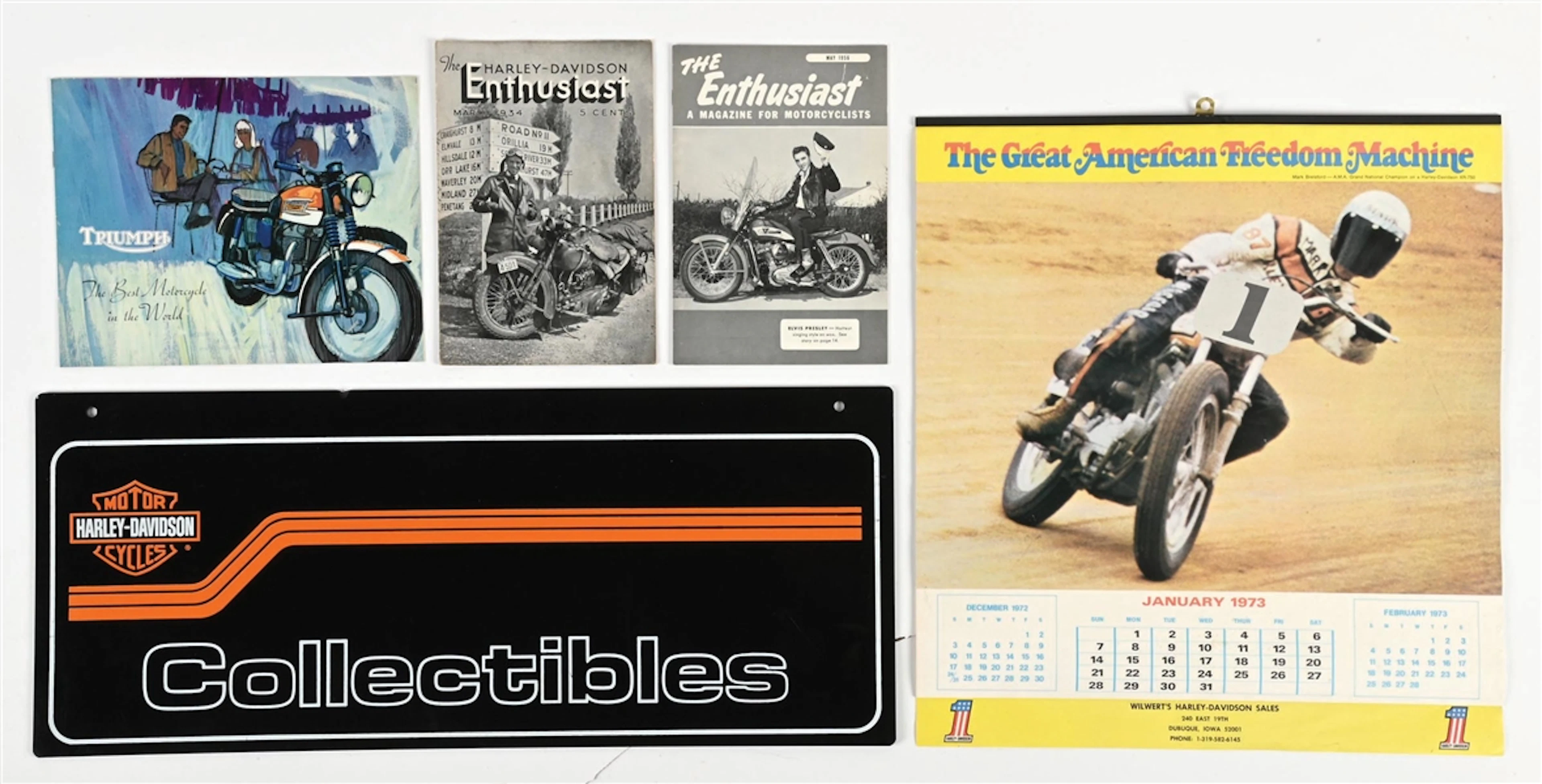 COLLECTION OF 5: VARIOUS MOTORCYCLE EPHEMERA & DISPLAYS
