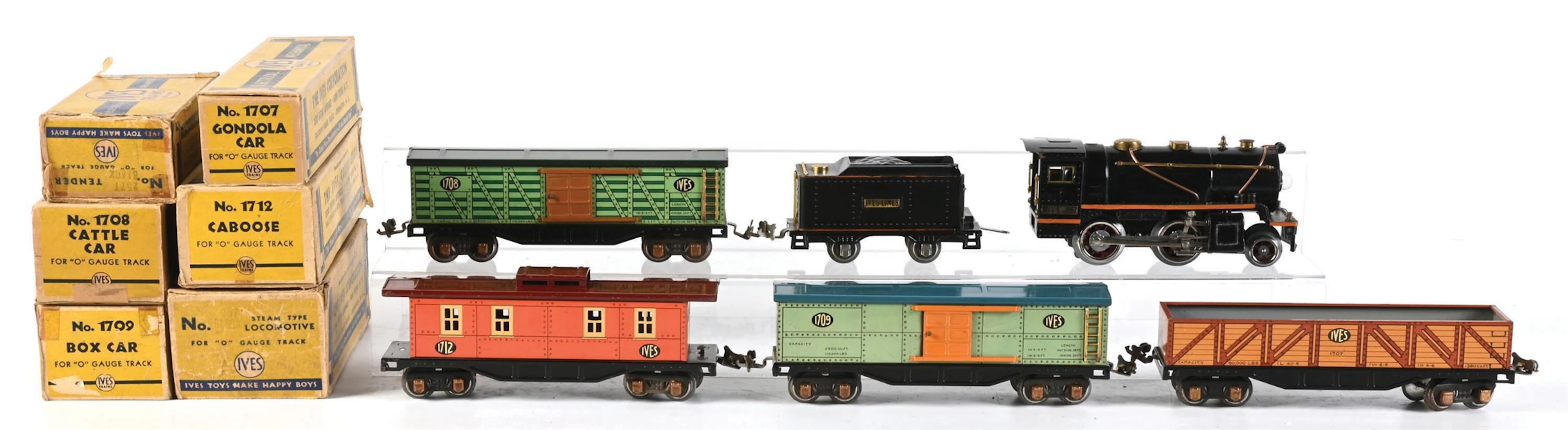 IVES PREWAR O. GAUGE NO. 1615X STEAM FREIGHT SET