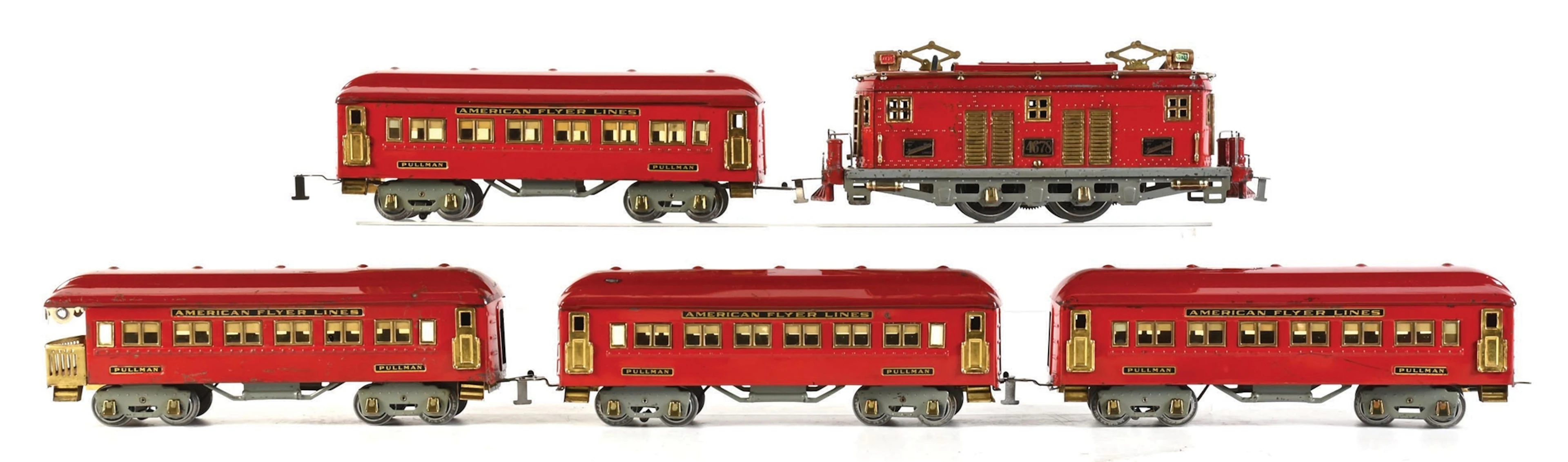 PRE-WAR AMERICAN FLYER STANDARD GA. NO. 4678 4-CAR PASSENGER SET
