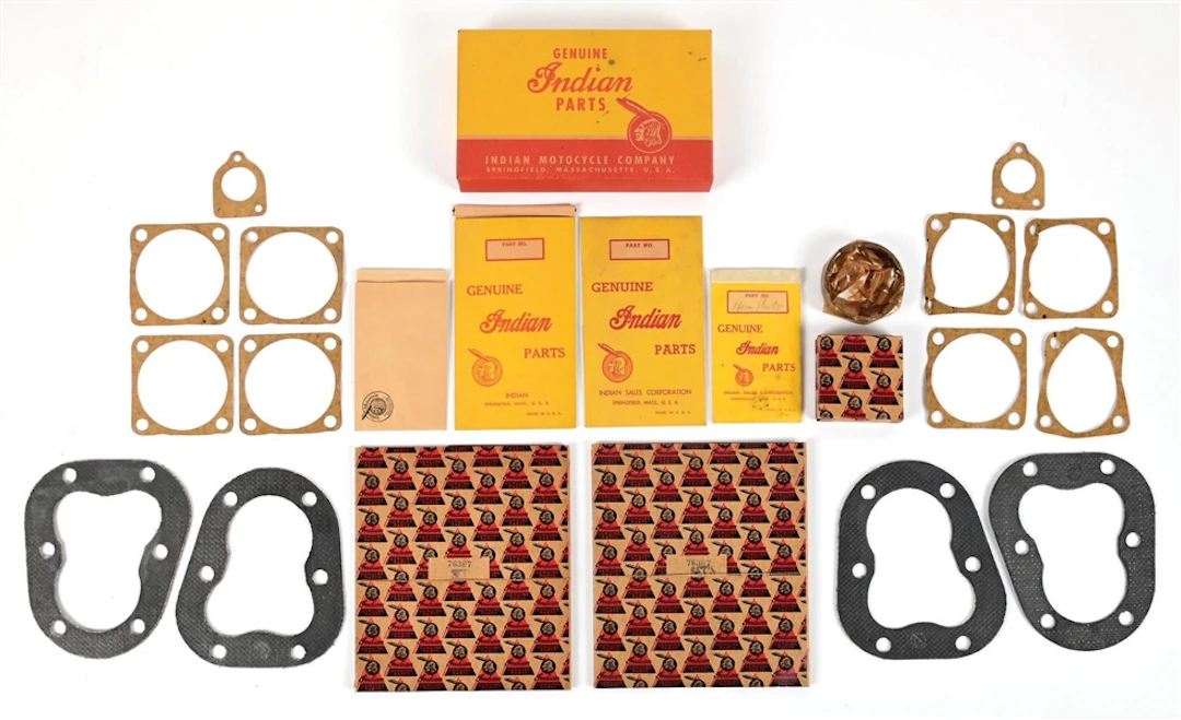COLLECTION OF 8: ORIGINAL INDIAN MOTORCYCLE PARTS BOXES & ENVELOPES