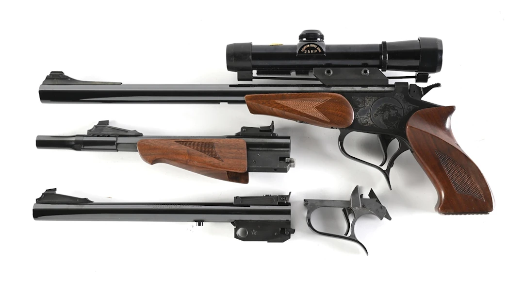 (M) THOMPSON CENTER CONTENDER SINGLE SHOT PISTOL 3 BARREL SET WITH