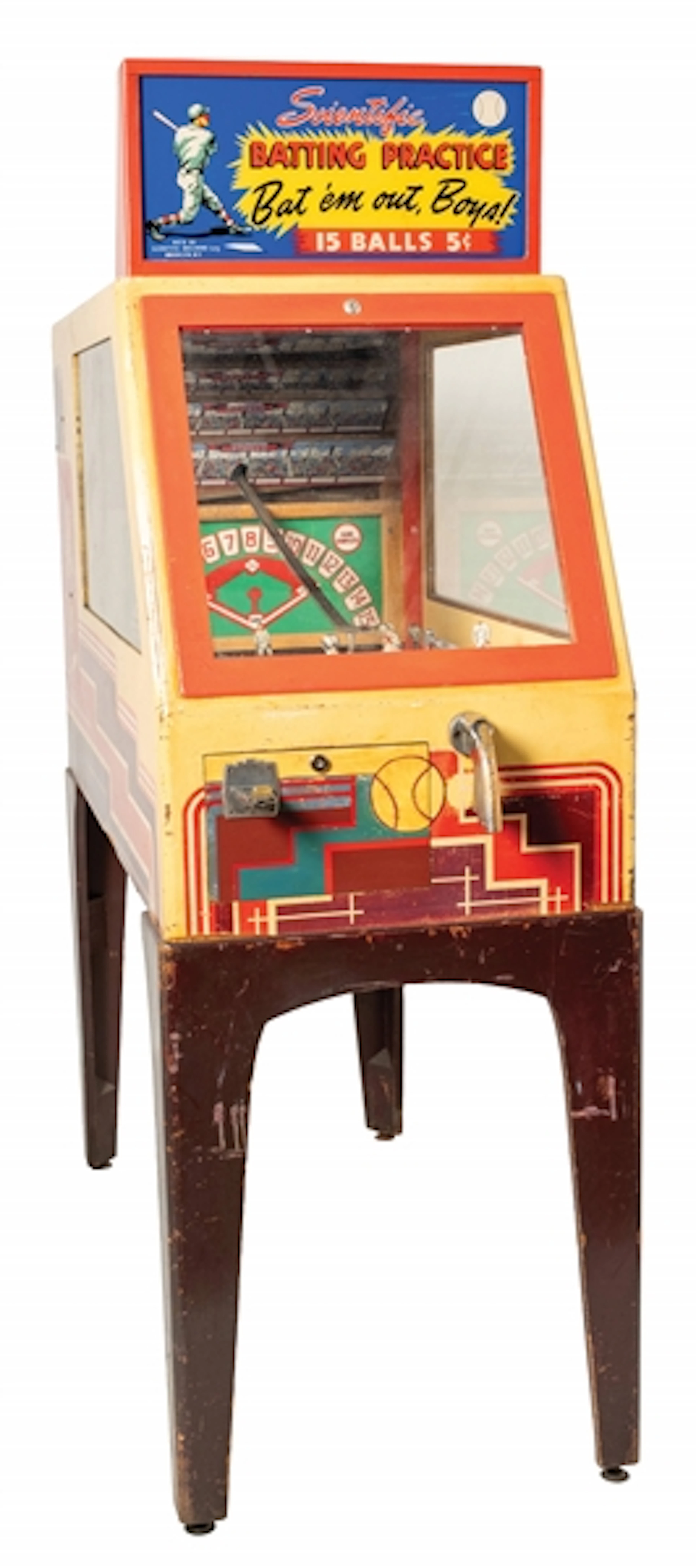 5¢ SCIENTIFIC BATTLING PRACTICE "BAT EM OUT, BOYS" ARCADE GAME