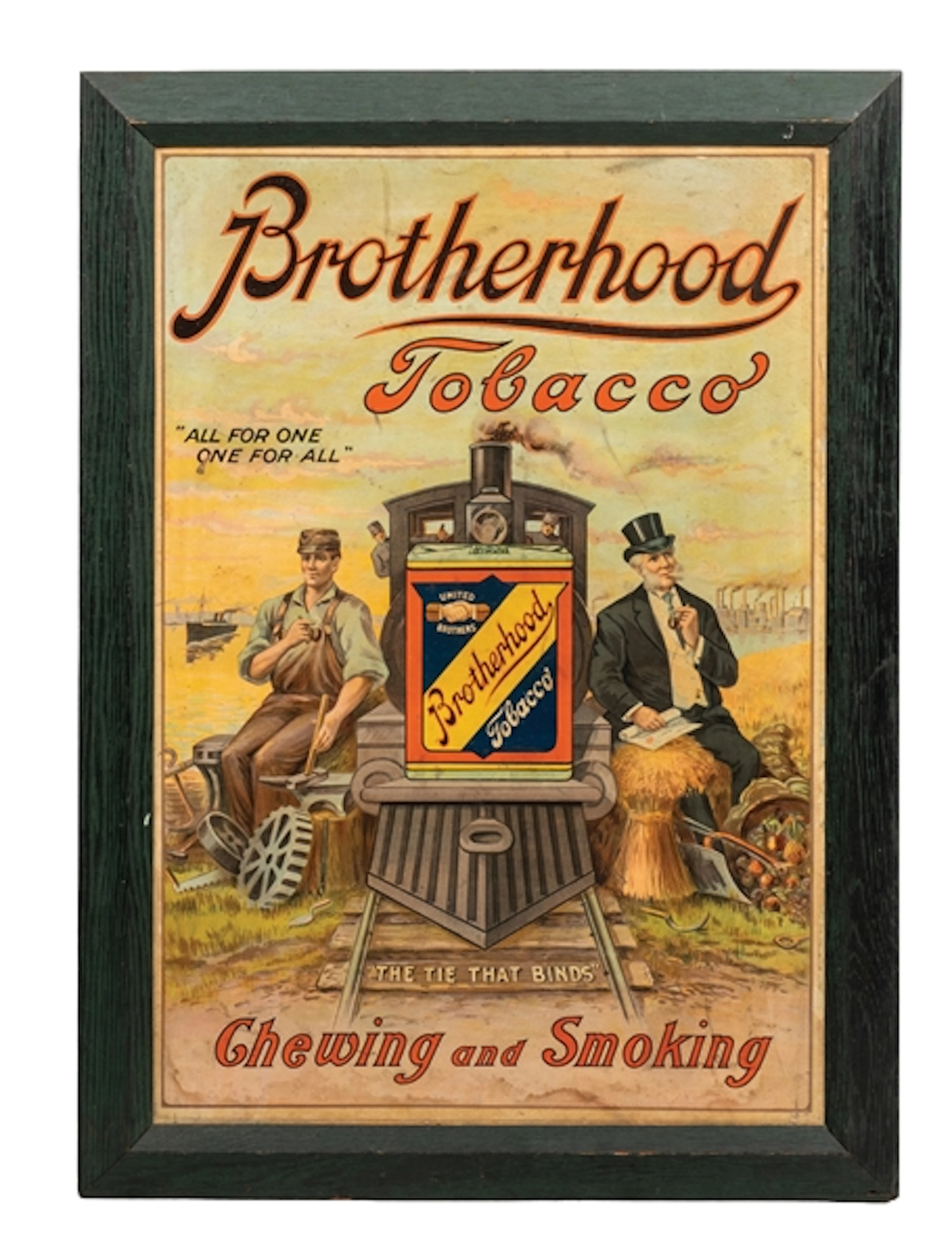 ORIGINAL CARDBOARD ADVERTISING FOR BROTHERHOOD TOBACCO