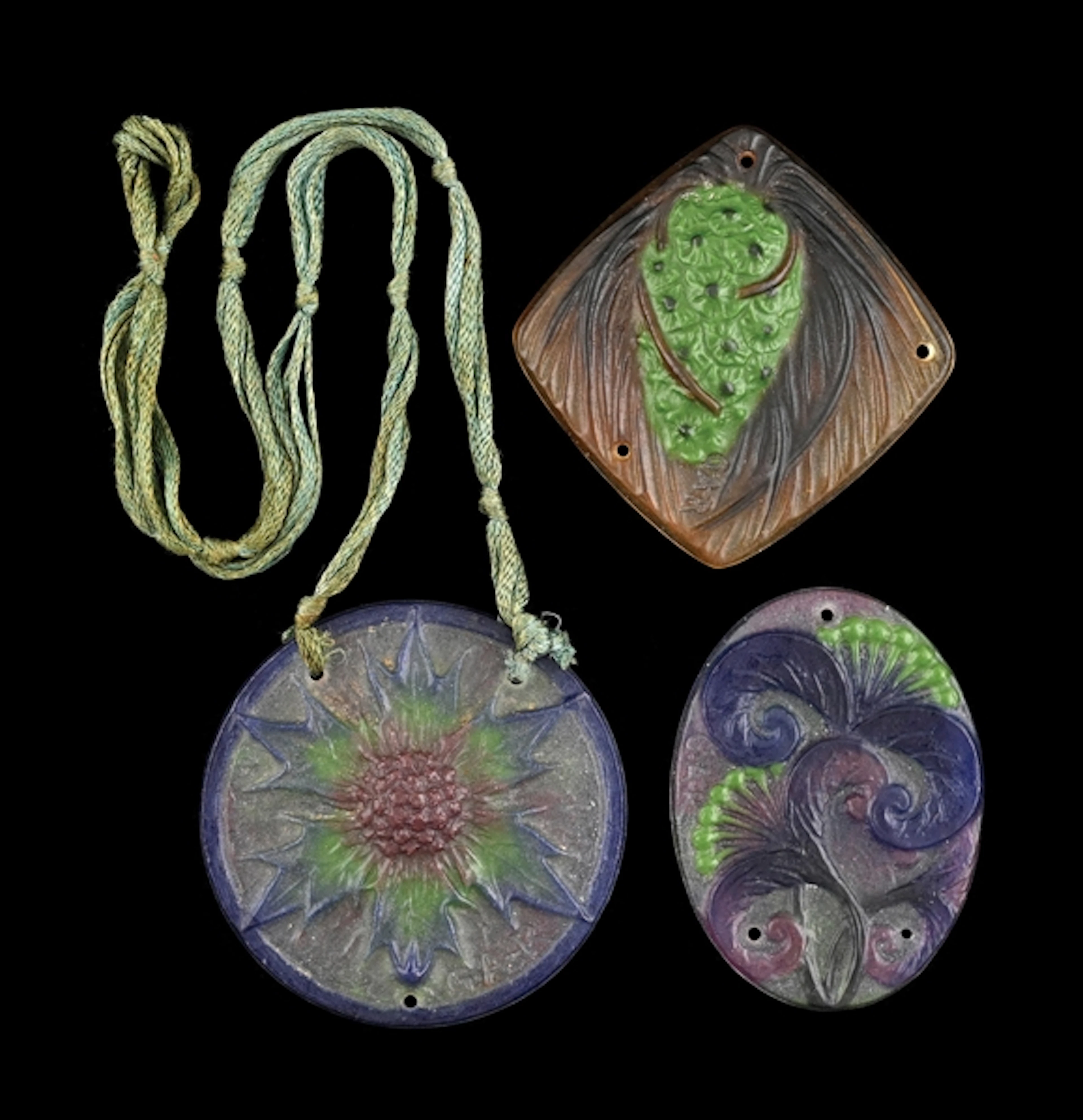 COLLECTION OF 3: PATE DE VERRE PENDANTS BY G. ARGY ROUSSEAU