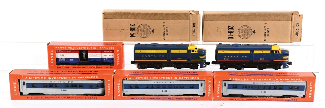 POST-WAR 1959 LIONEL NO. 1626W SANTA FE DIESEL PASSENGER SET