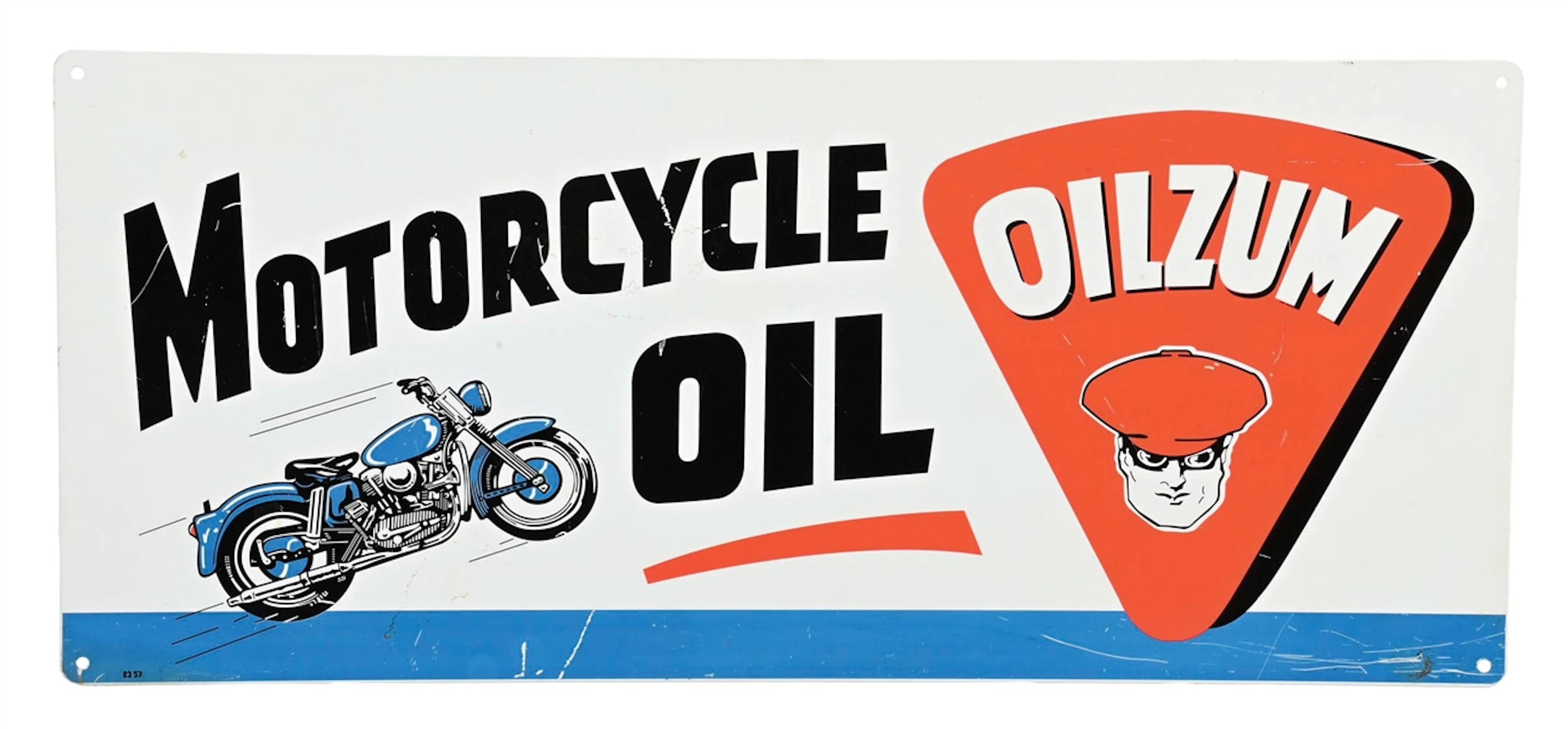 OILZUM MOTORCYCLE OIL PAINTED METAL SIGN