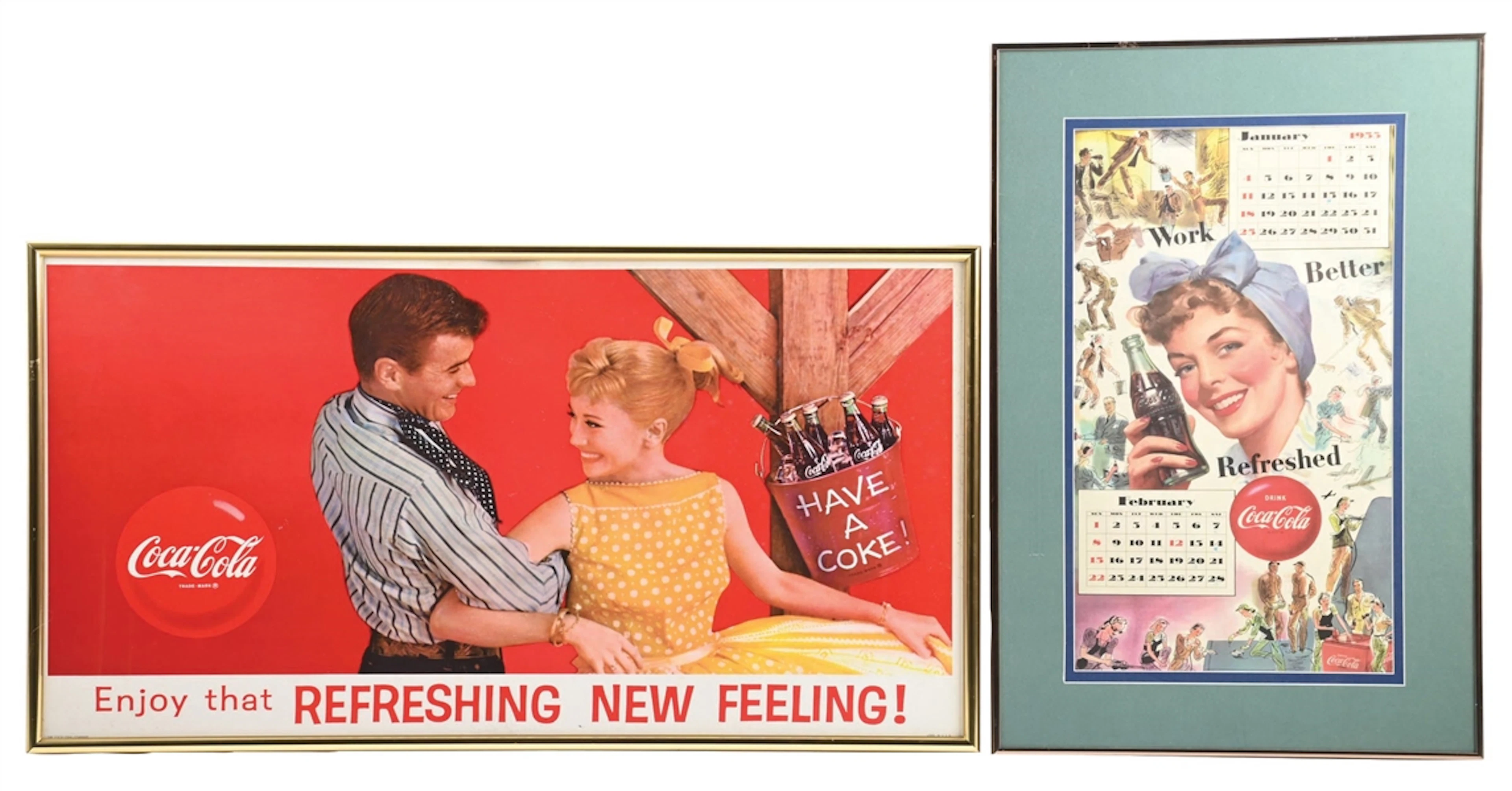 PAIR OF FRAMED COCA-COLA ADVERTISEMENTS