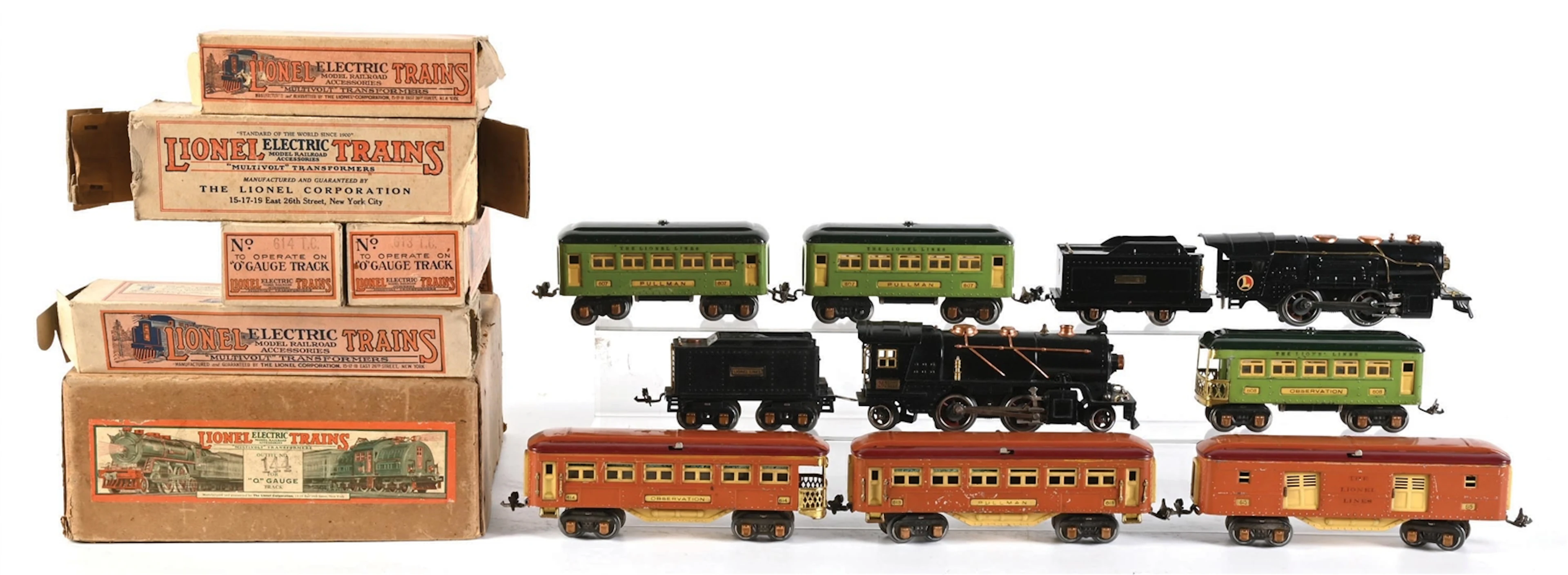 LOT OF 2: PRE-WAR LIONEL O-GA. NO. 144 SET AND NO. 259E LOCO W/ TENDER