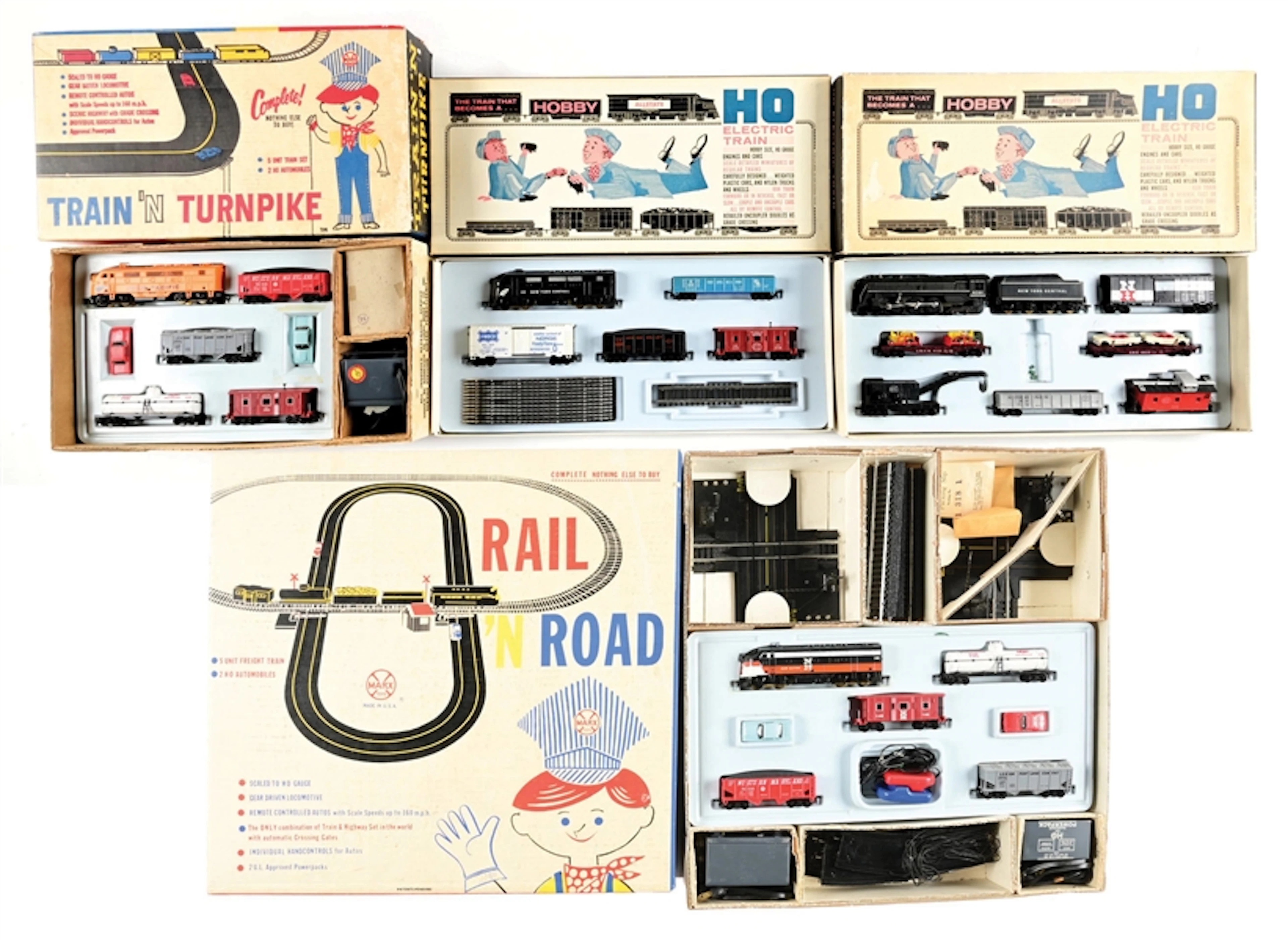 LOT OF 4: LOUIS MARX ASSORTED HO-GA. TRAIN SETS W/ ORIGINAL BOXES