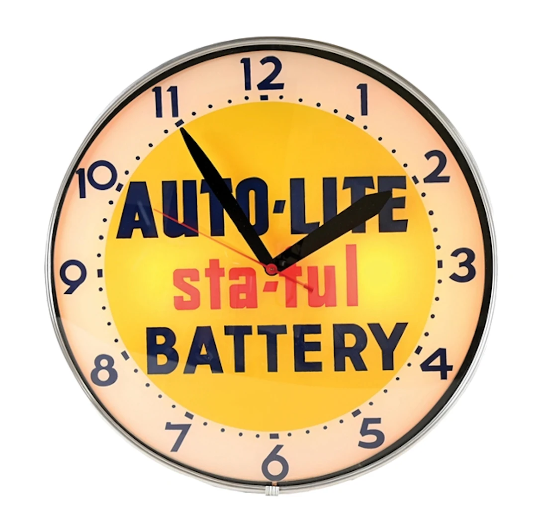 OUTSTANDING AUTO-LITE STA-FUL BATTERY LIGHT-UP CLOCK