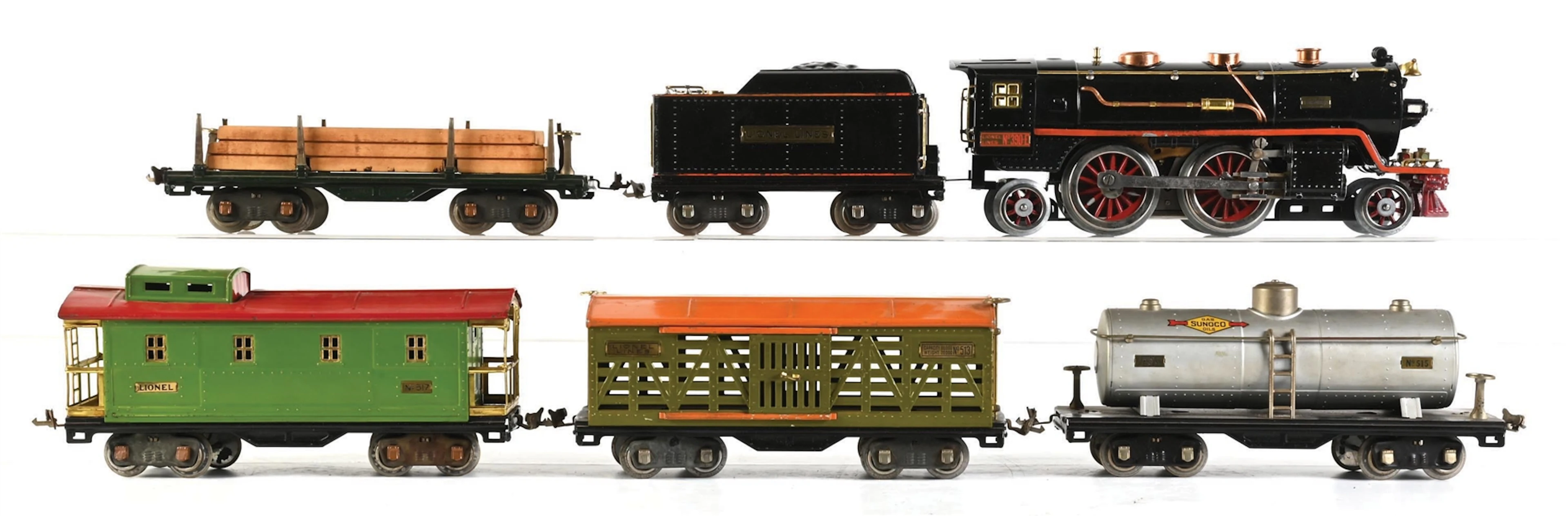 LOT OF 6: LIONEL STANDARD GA. NO. 390 FREIGHT SET
