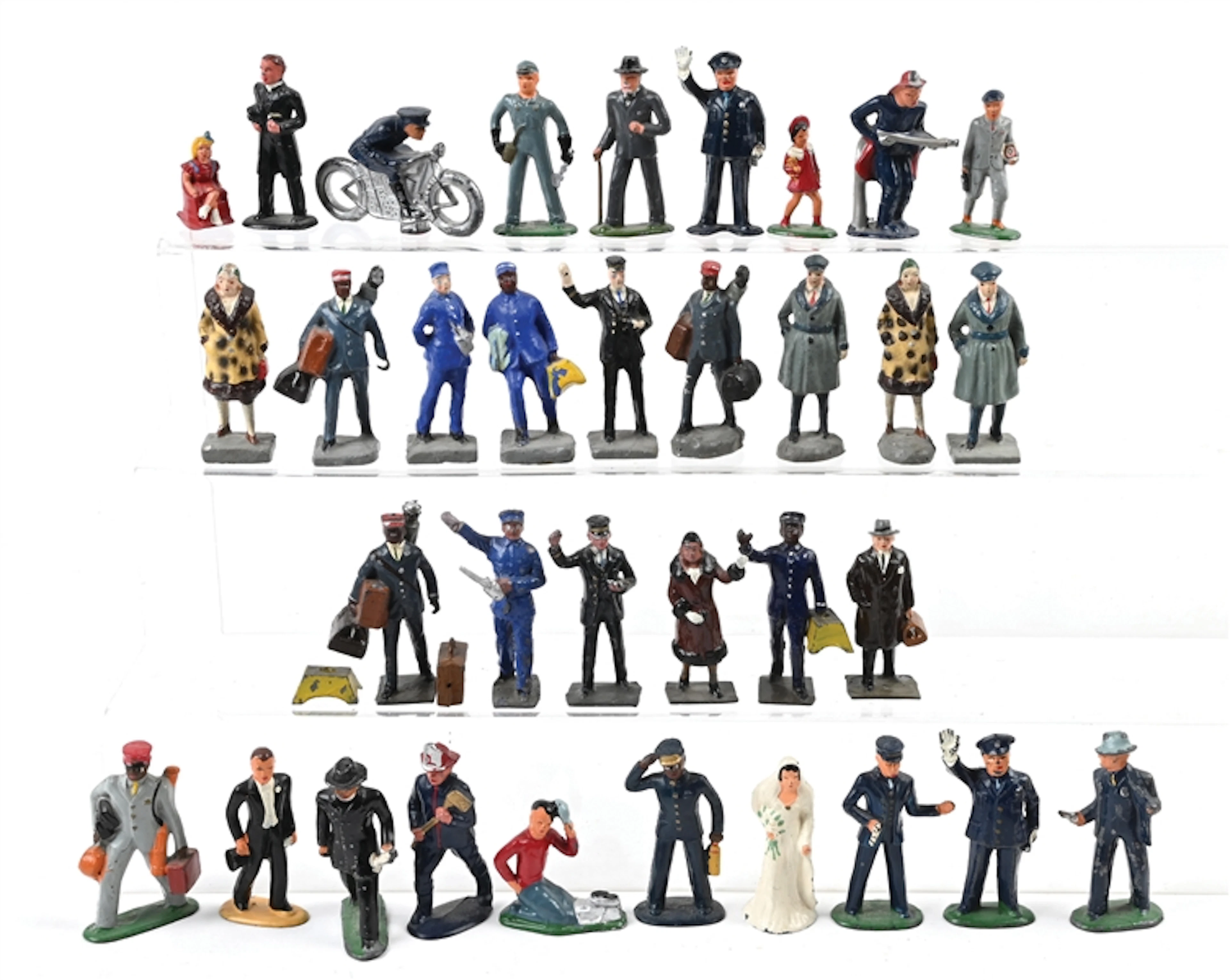 LOT OF 34: ELASTOLIN AND LEAD ASSORTED RAILROAD FIGURES