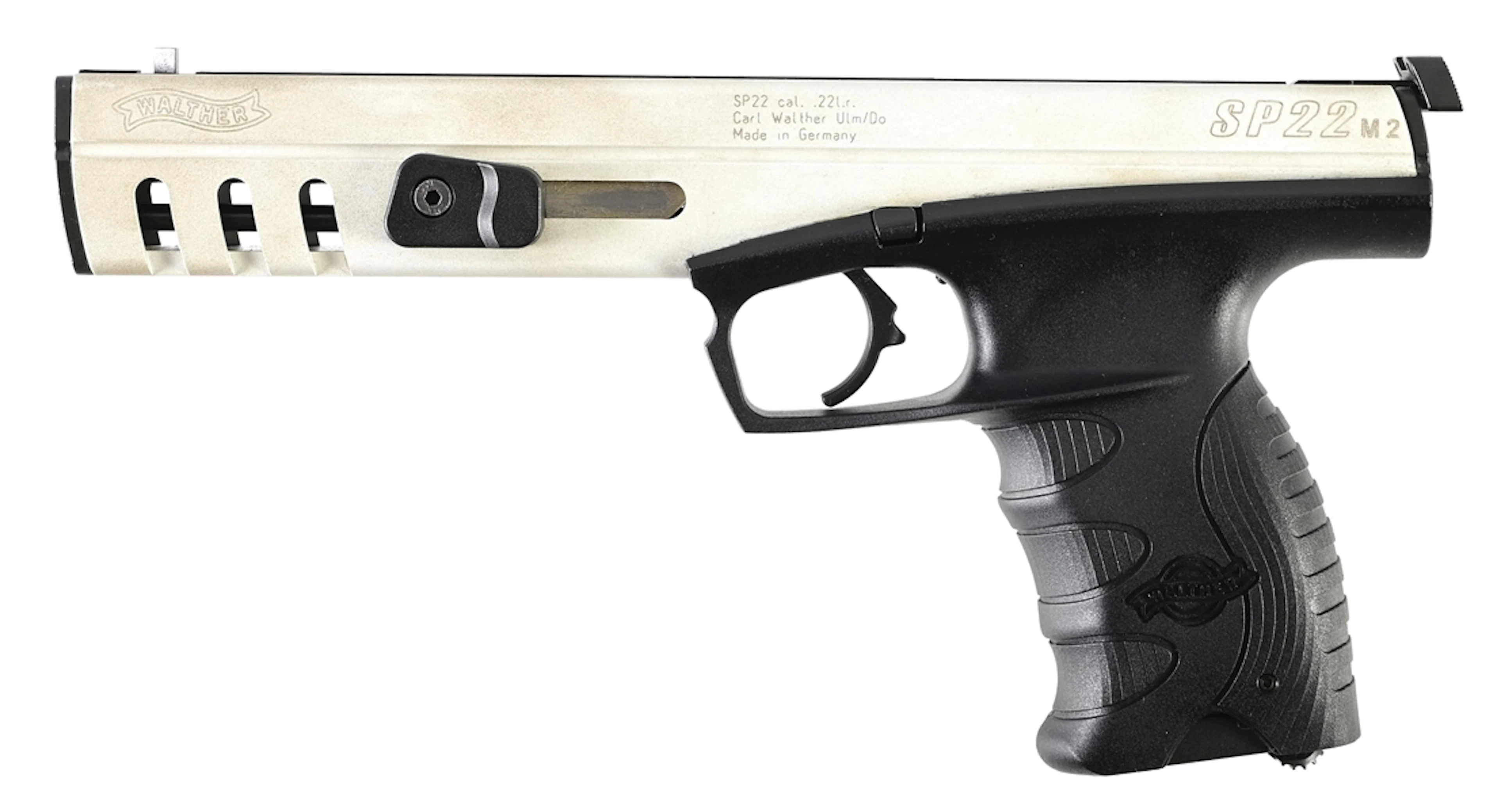 (M) WALTHER MODEL SP22 M2 .22 LR SEMI-AUTOMATIC TARGET PISTOL WITH CASE.