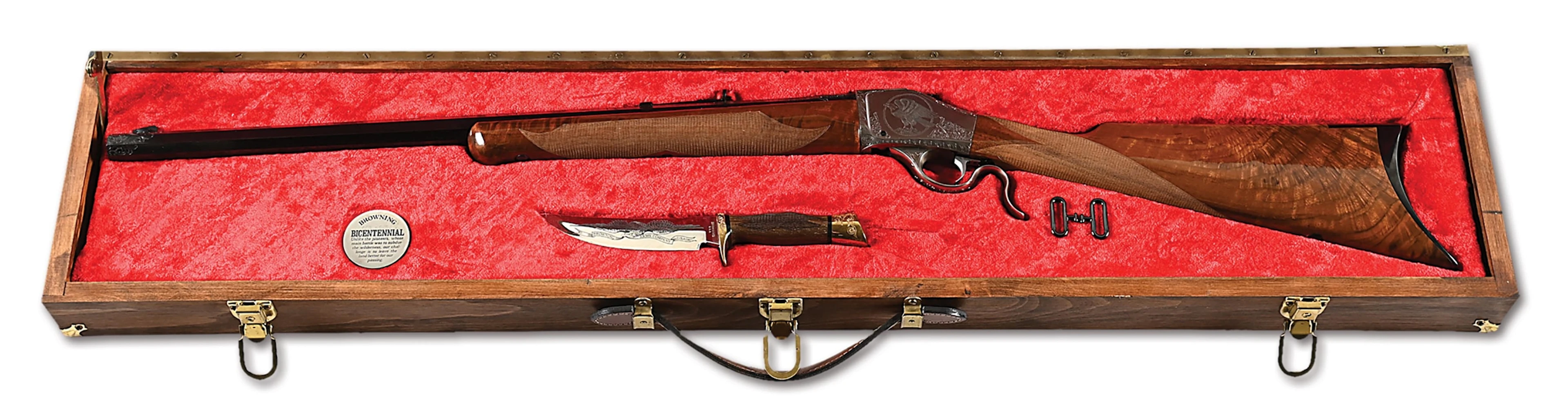 (C) CASED BROWNING BICENTENNIAL B78 SINGLE SHOT RIFLE.