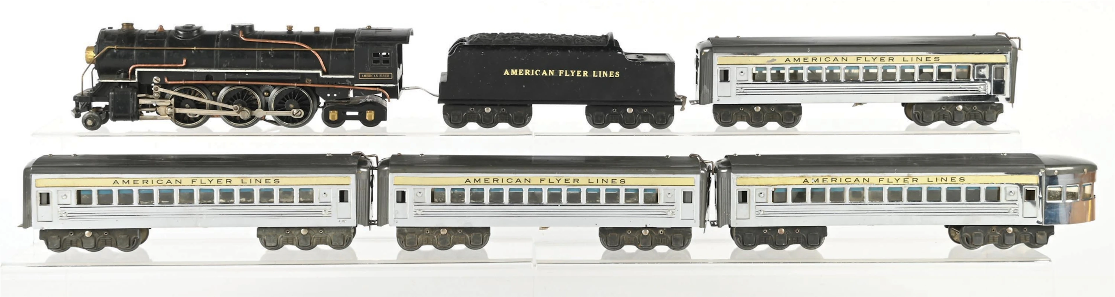 AMERICAN FLYER PREWAR O. GAUGE HUDSON STEAM LOCOMOTIVE PASSENGER SET