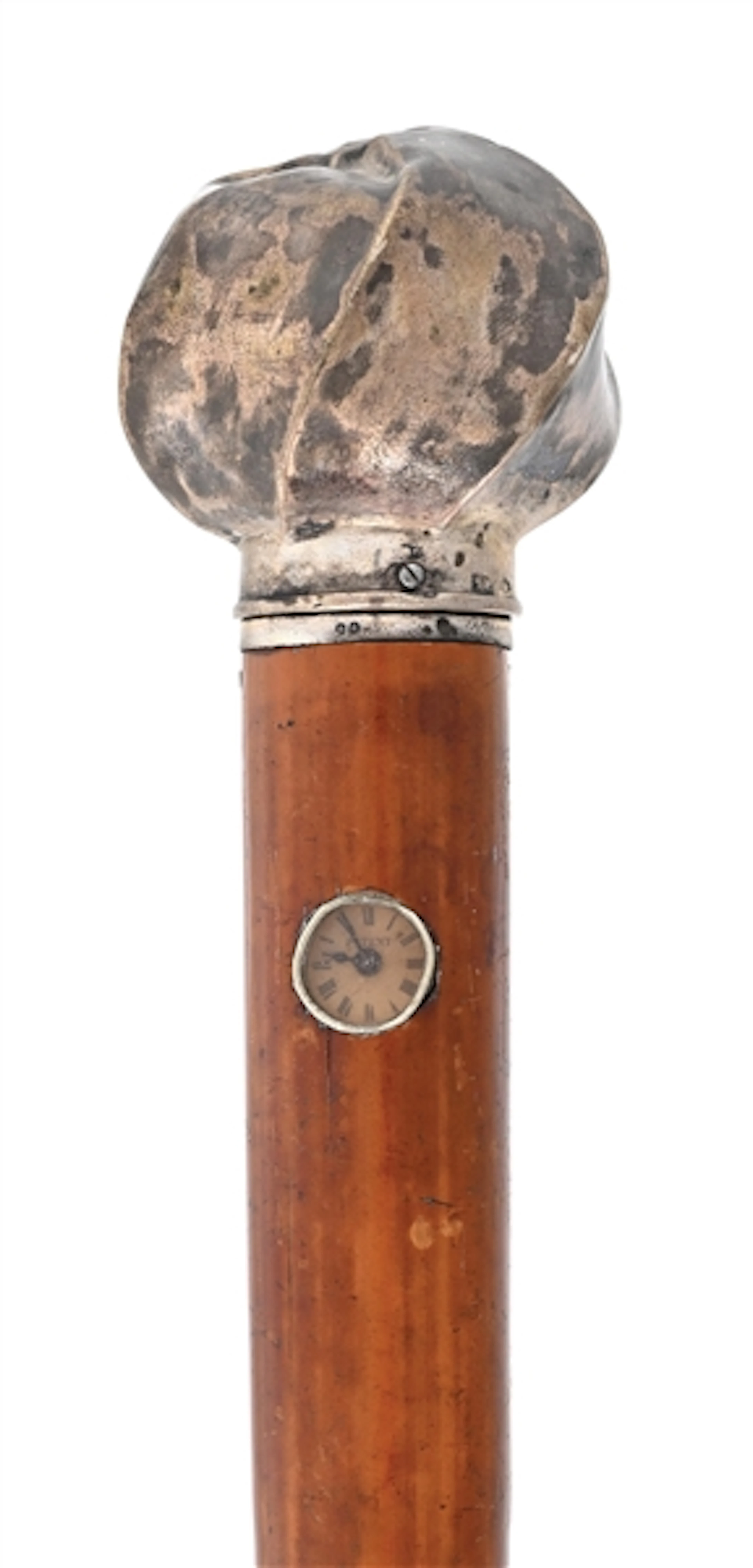HOLUSKA WATCH CANE WITH ROUND SILVER HANDLE