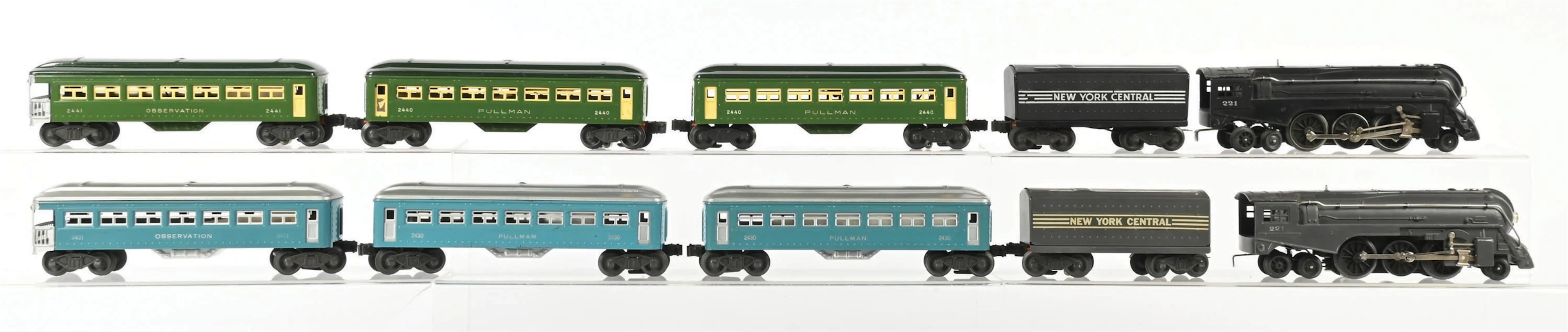 LOT OF 2: LIONEL O-GA. NO. 221 STEAM LOCOMOTIVE PASSENGER SETS