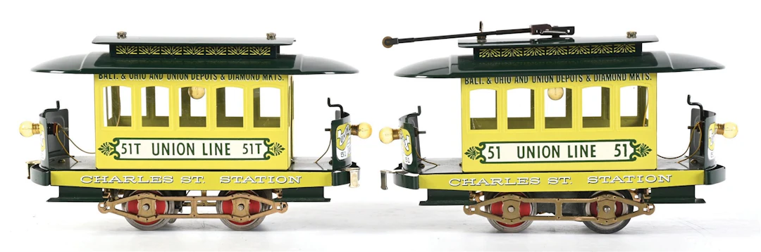 LOT OF 2: MCCOY STD-GA. 51 & 51T UNION LINE CHARLES ST. STATION TROLLEY