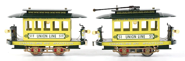 LOT OF 2: MCCOY STD-GA. 51 & 51T UNION LINE CHARLES ST. STATION TROLLEY