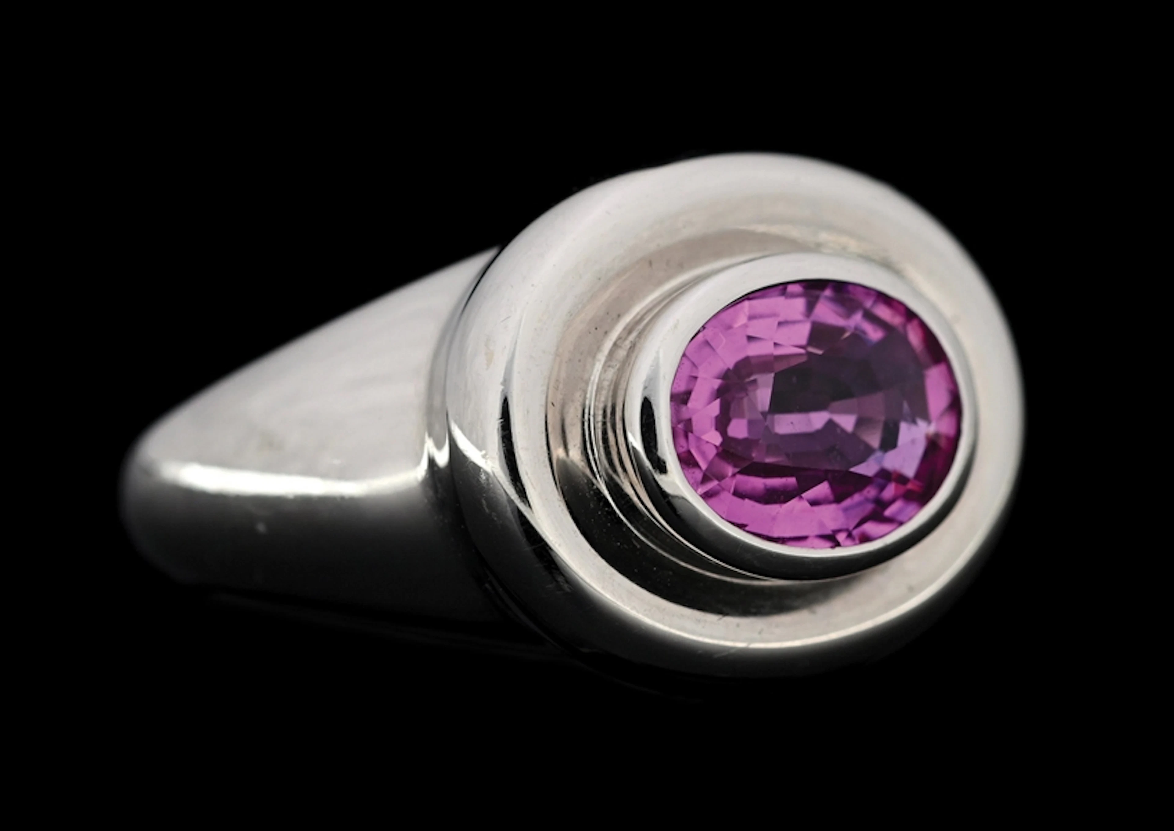 18K WHITE GOLD TIFFANY & CO PINK SAPPHIRE RING DESIGNED BY PALOMA PICASSO