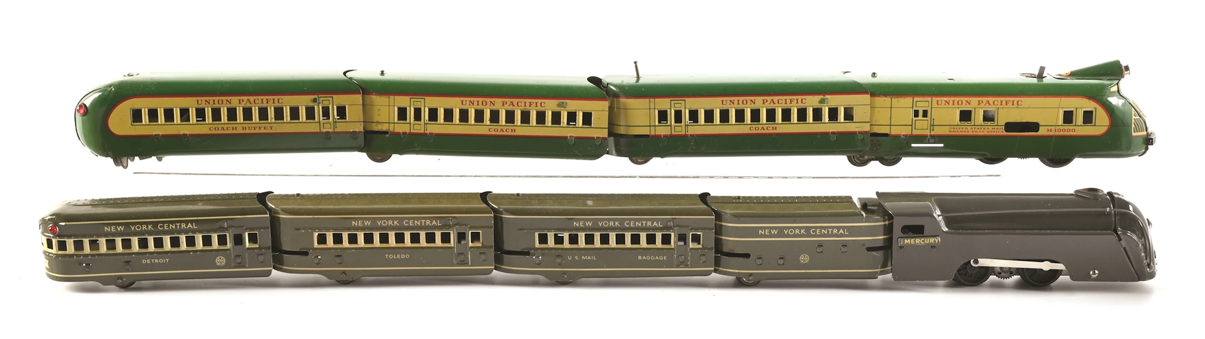 LOT OF 2: MARX TIN LITHO STREAMLINE ELECTRIC TRAIN SETS W/ ORIGINAL BOXES