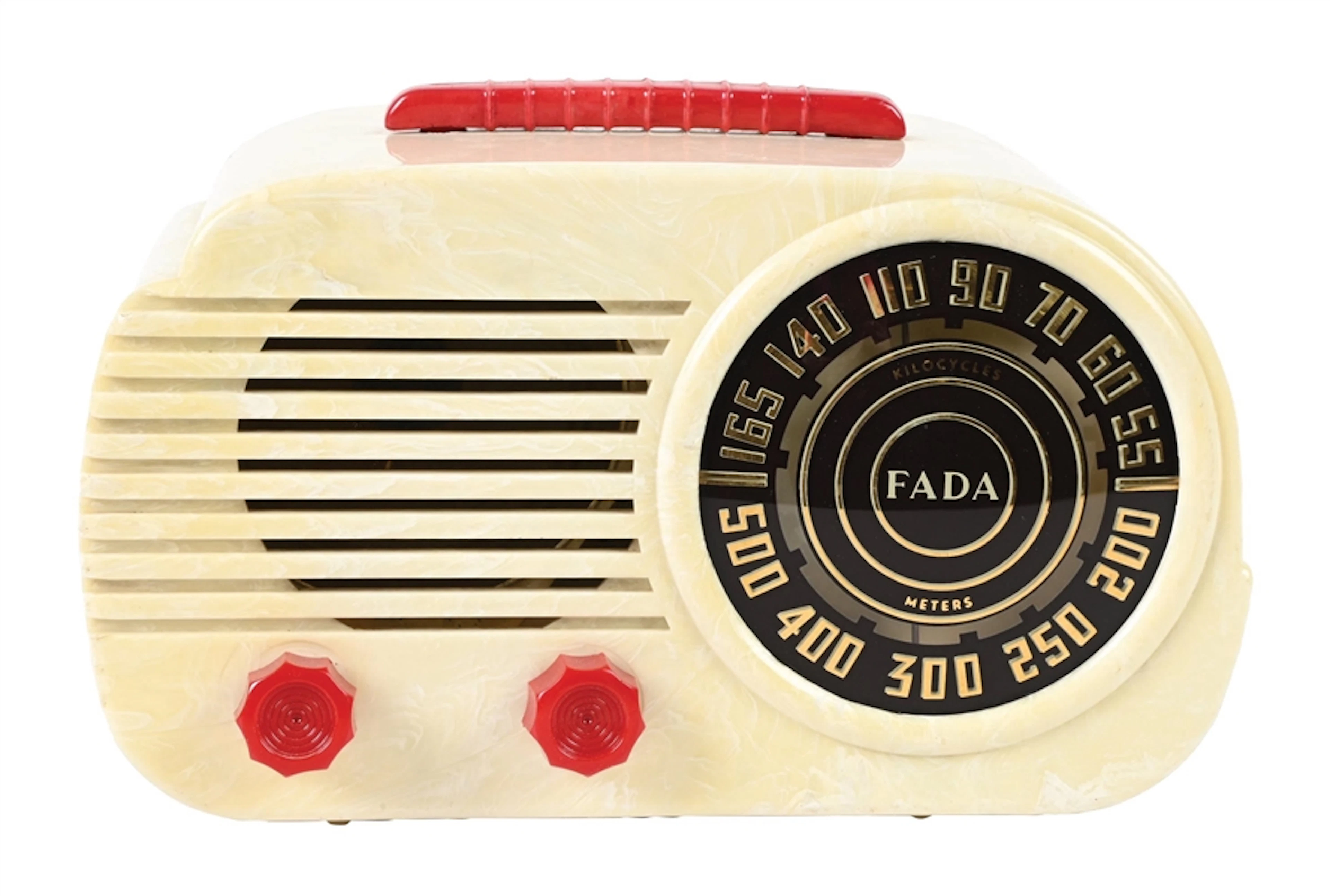 FADA 845 CLOUD POLYSTYRENE RADIO IN IVORY WITH RED