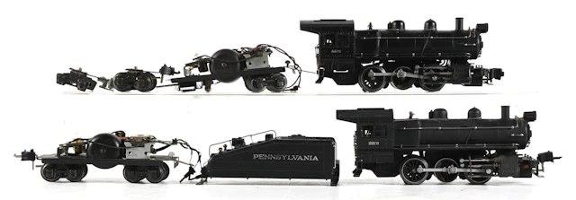 LOT OF 2: LIONEL 0-GA. SEMI-SCALE SWITCHERS WITH TENDERS AND PARTS