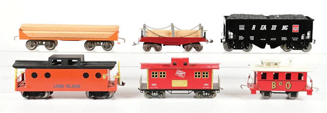 LOT OF 6: MIXED STD. GA. FREIGHT CARS