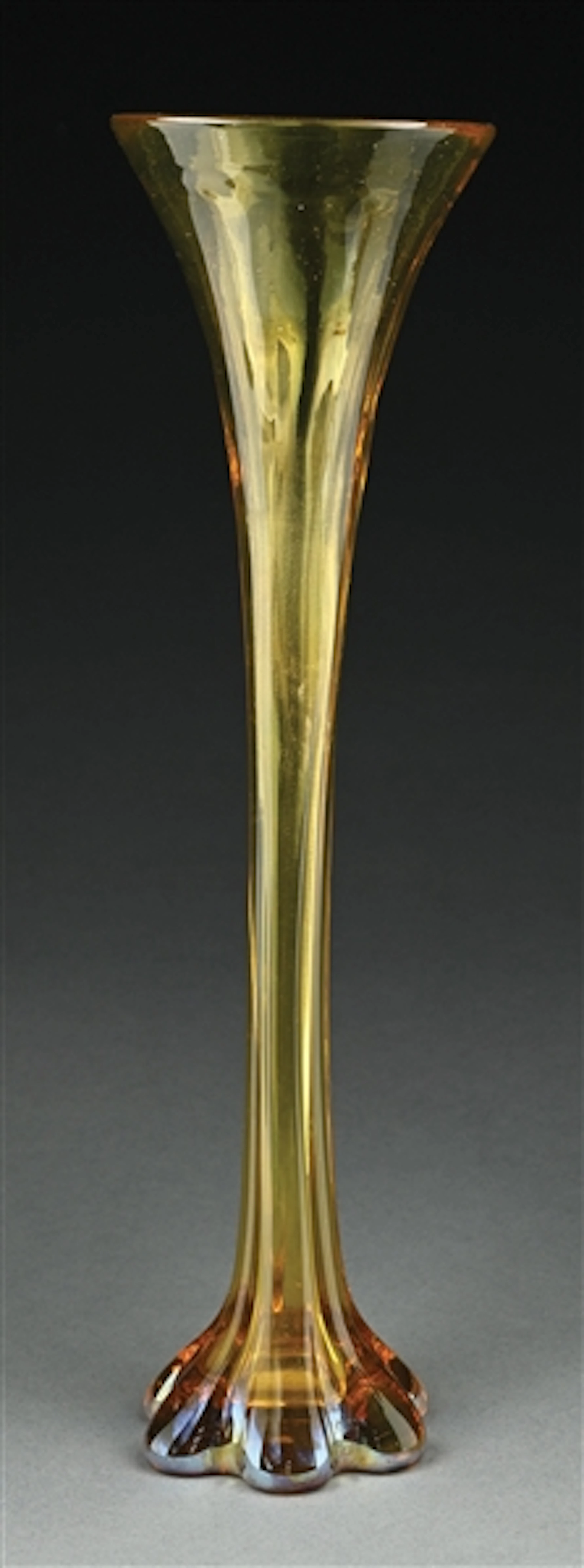 TIFFANY STUDIOS AMBER GLASS TRUMPET VASE