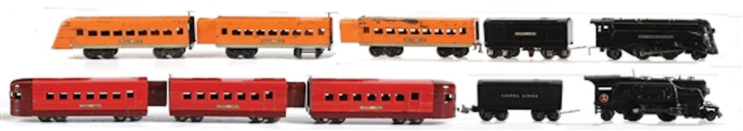 LOT OF 2: LIONEL 1689E AND 259E RED & ORANGE PASSENGER SETS