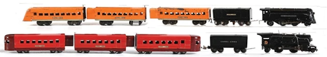 LOT OF 2: LIONEL 1689E AND 259E RED & ORANGE PASSENGER SETS