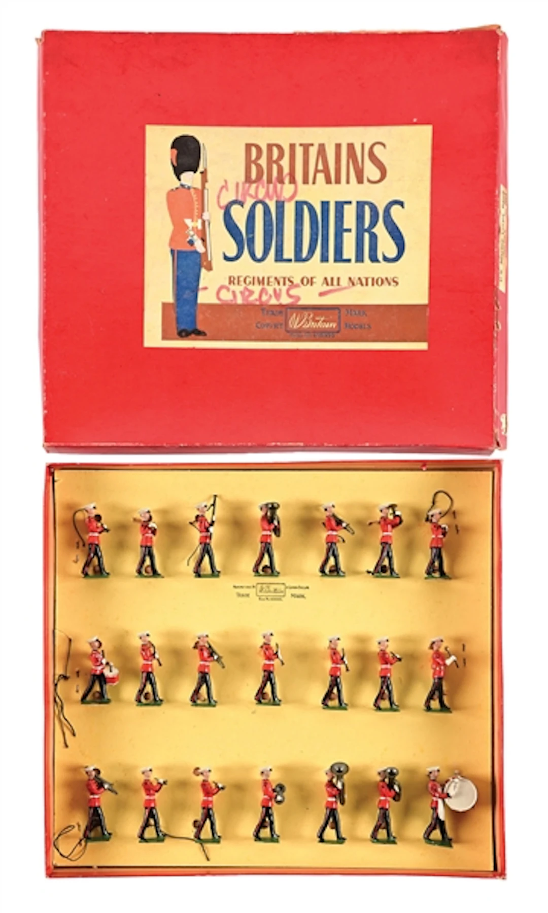 POST-WAR W. BRITAINS U.S. MARINE CORPS BAND SET NO. 2014 W/ BOX