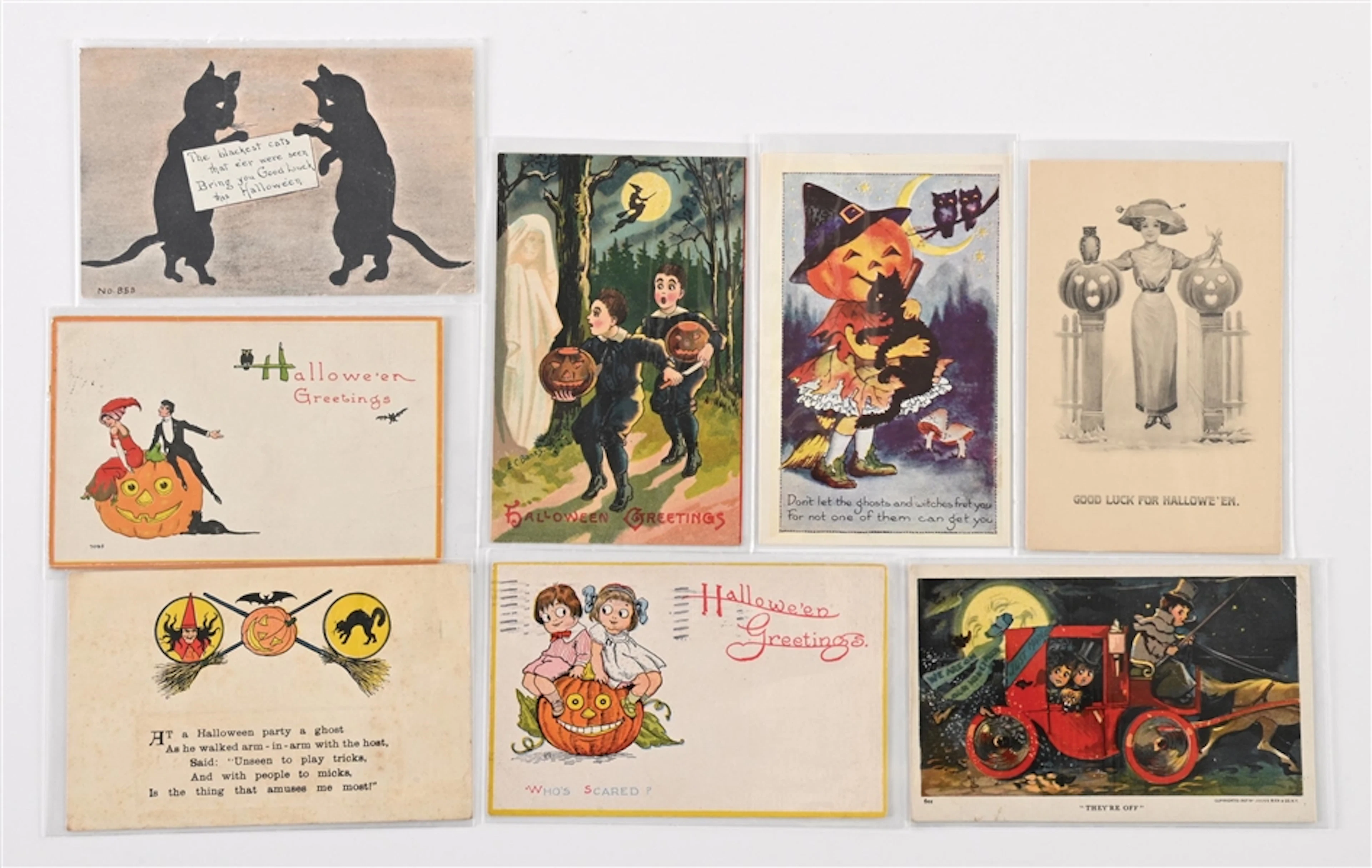 LOT OF 8: VINTAGE HALLOWEEN THEME POSTCARDS
