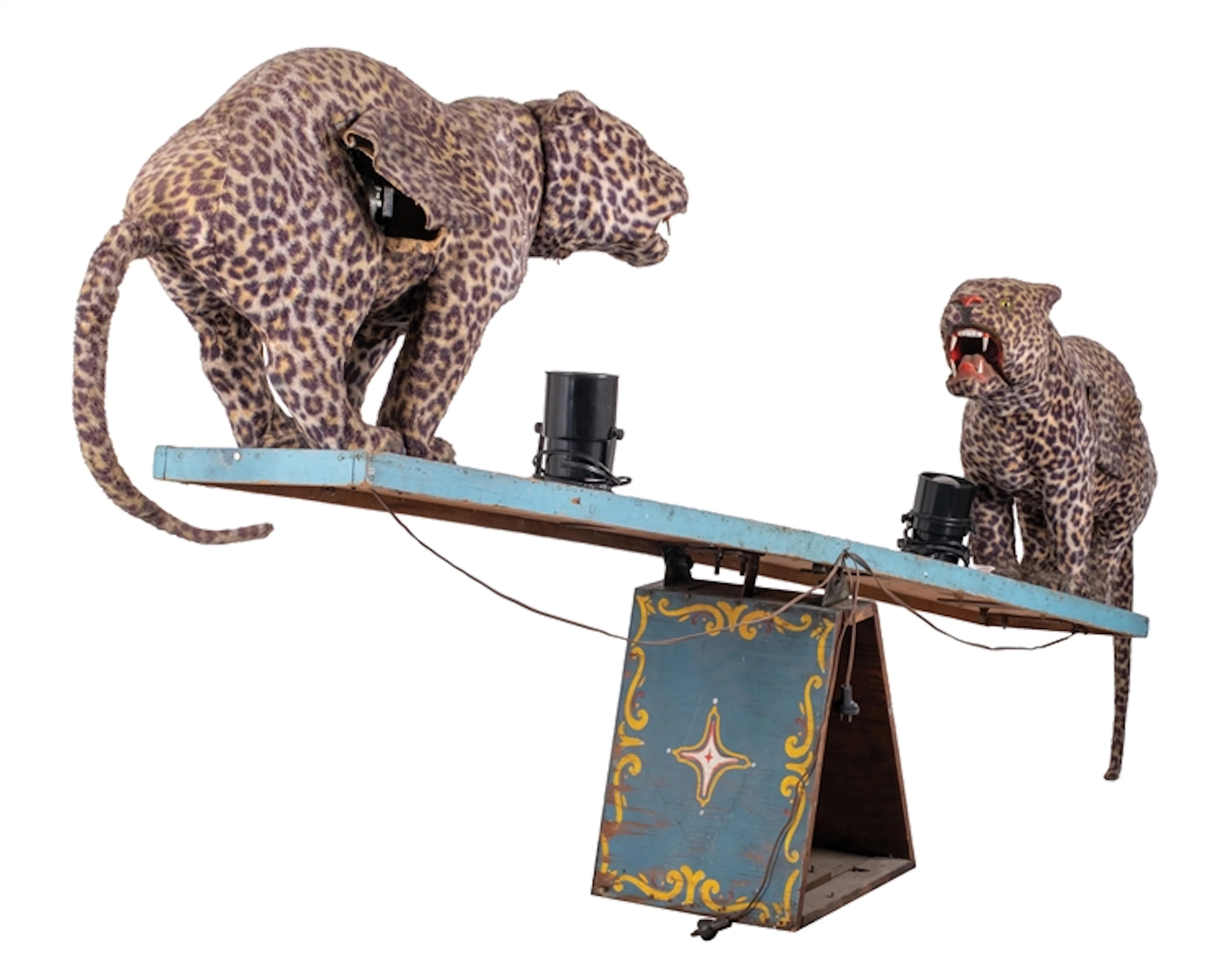 CARNIVAL OPERATING PROP DISPLAY W/ 2 LEOPARDS ON A SEESAW