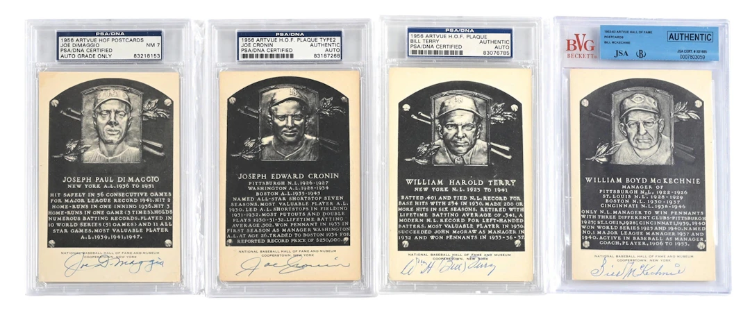 LOT OF 4: HOF PLAQUE BASEBALL POST CARDS INCLUDING MCKECHNIE