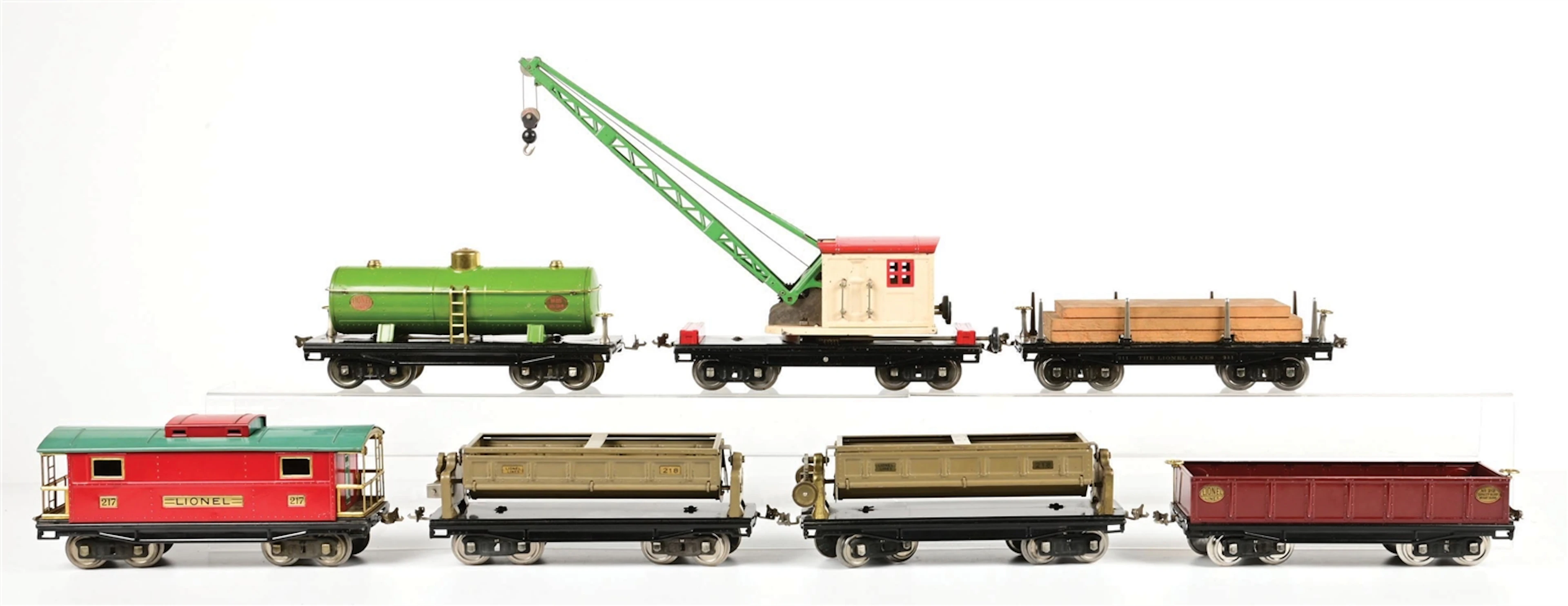 LOT OF 7: PRE-WAR LIONEL STANDARD GA. ASSORTED 200-SERIES FREIGHT