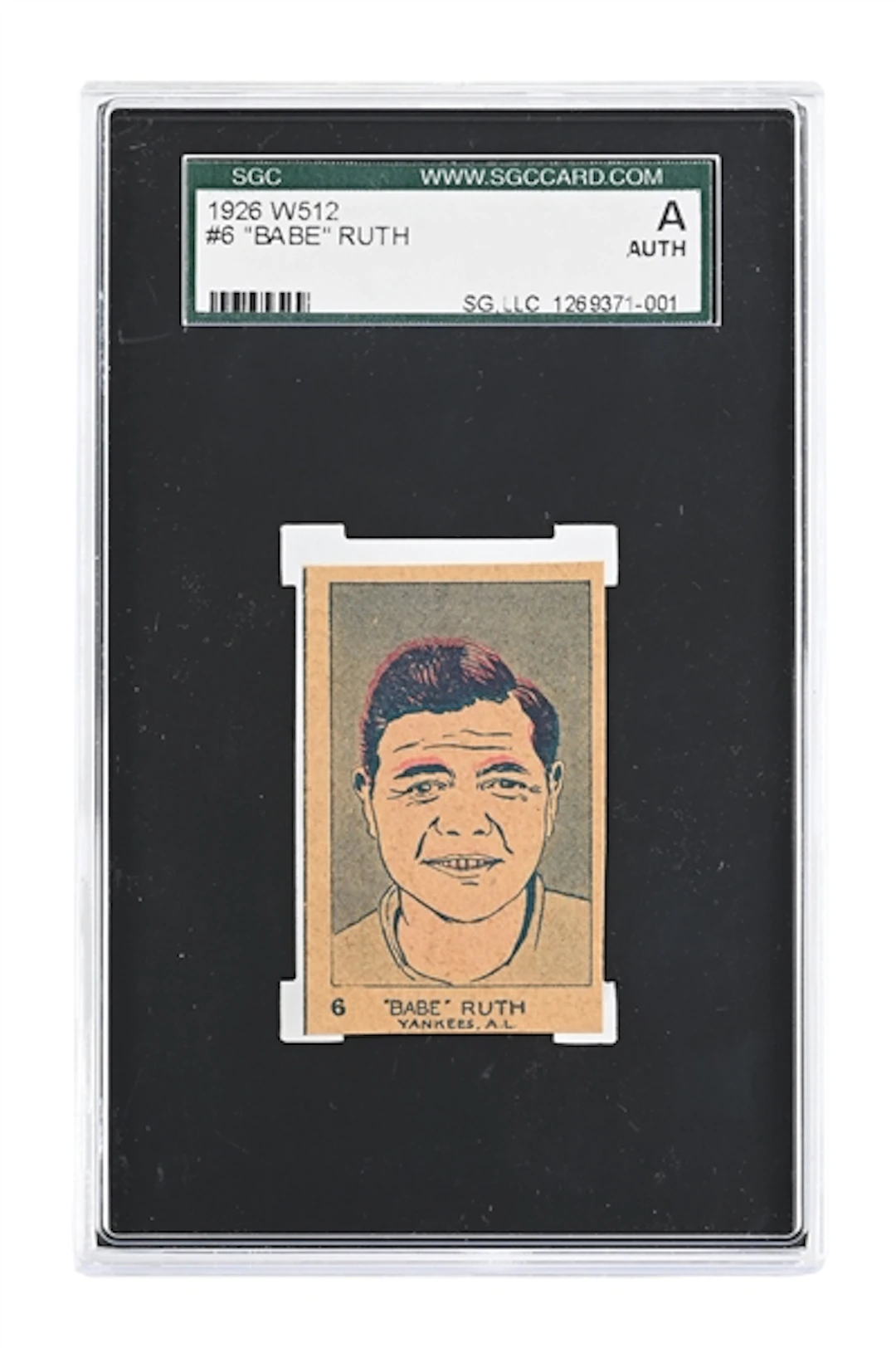 1926 W512 #6 BABE RUTH GRADED CARD SGC A AUTHENTIC