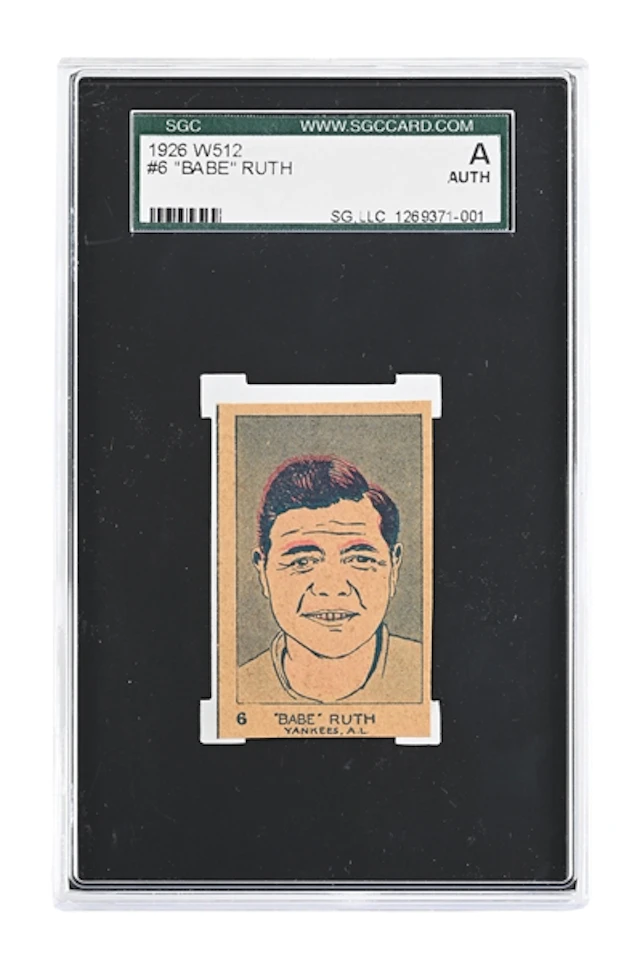 1926 W512 #6 BABE RUTH GRADED CARD SGC A AUTHENTIC