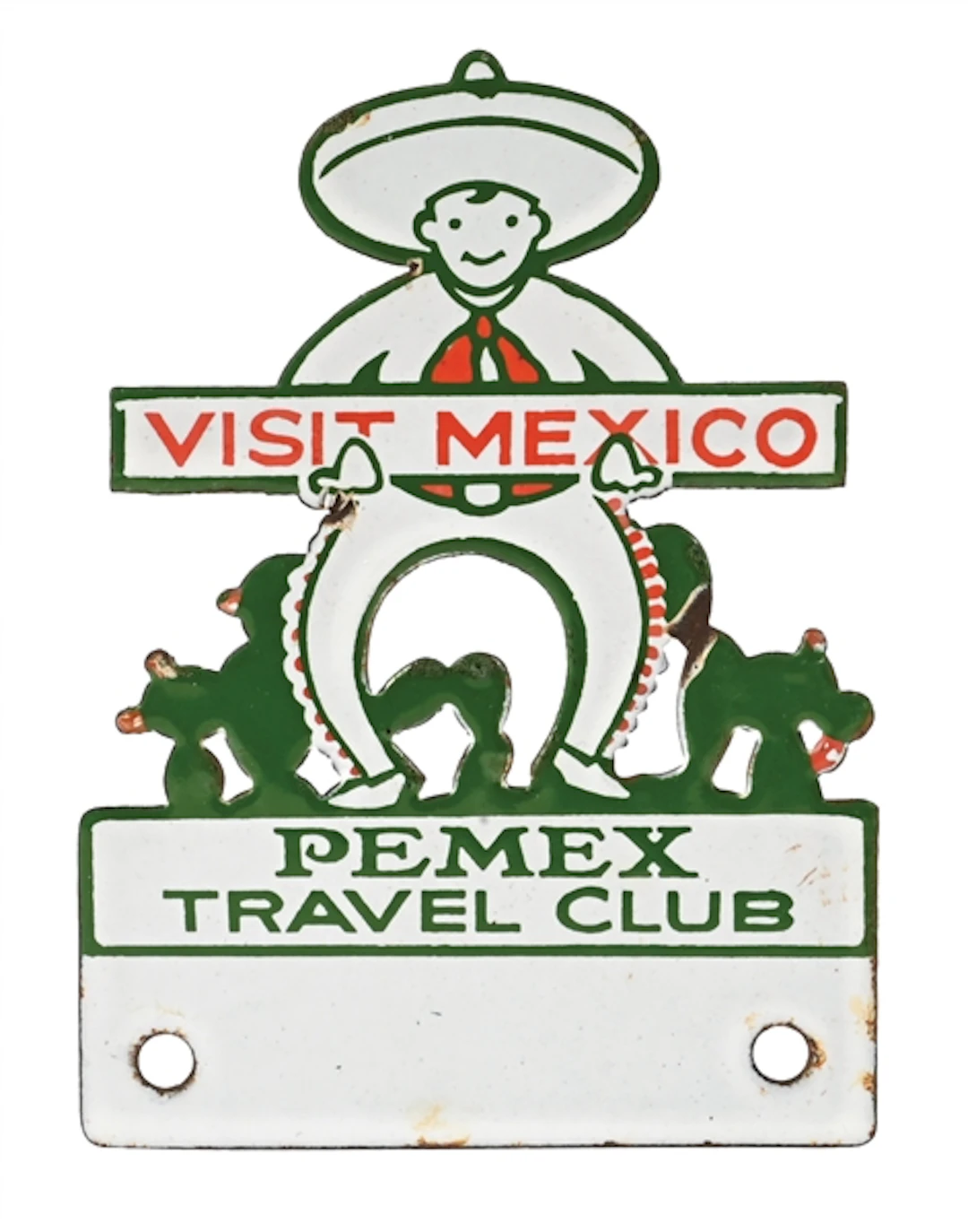 VISIT MEXICO PEMEX TRAVEL CLUB PORCELAIN LICENSE TOPPER
