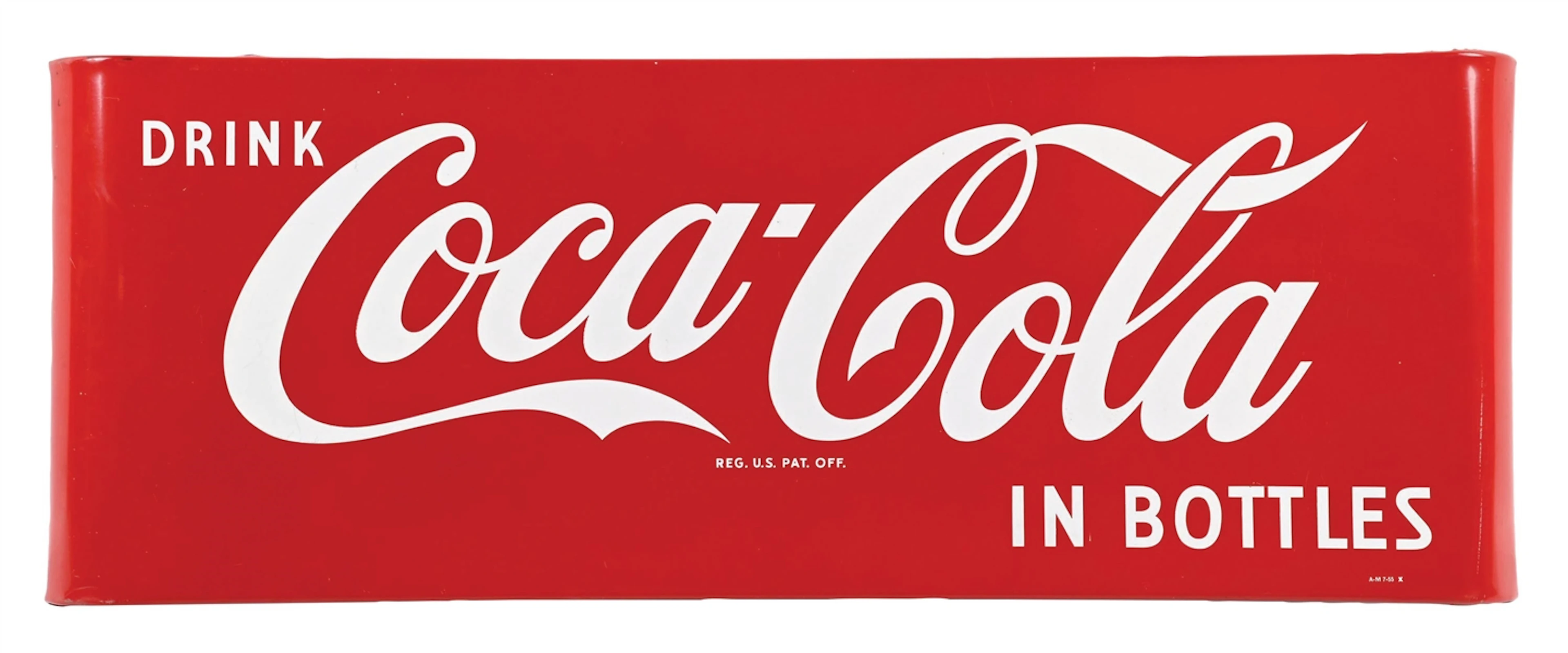 DRINK COCA-COLA IN BOTTLES TIN SLED SIGN