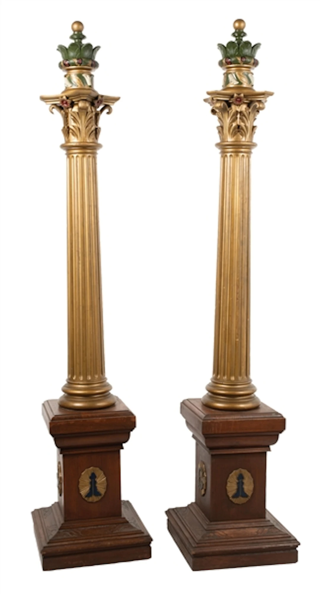 PAIR OF WOOD COLUMNS OUT OF A MASONS LODGE
