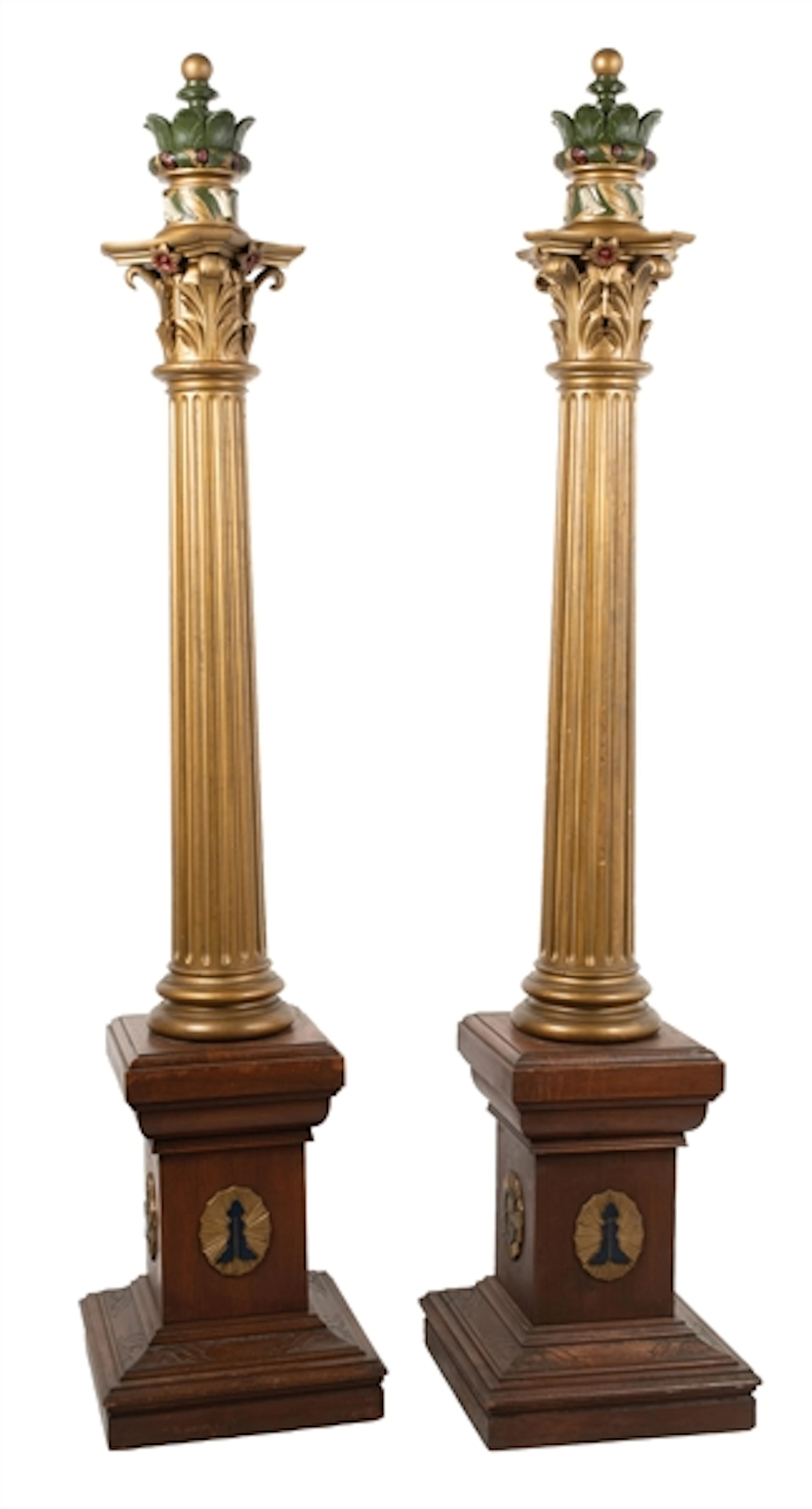 PAIR OF WOOD COLUMNS OUT OF A MASONS LODGE