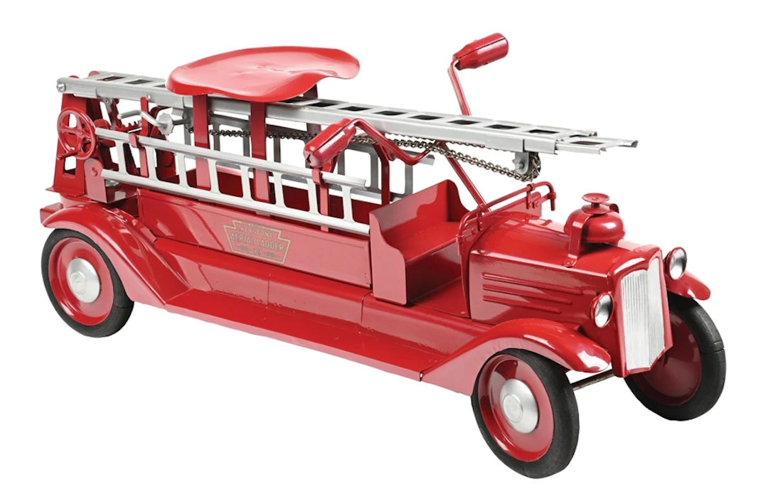 KEYSTONE RIDE-ON AERIAL LADDER NO. 79 PRESSED STEEL FIRE TRUCK