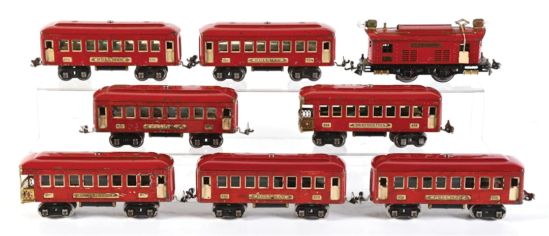 LOT OF 2: PRE-WAR LIONEL O-GA. NO. 450 RED MACY'S SPECIAL TRAIN SET