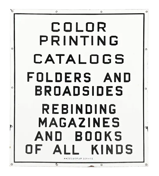 ANDES DISPLAY SERVICE PORCELAIN ADVERTISING SIGN.