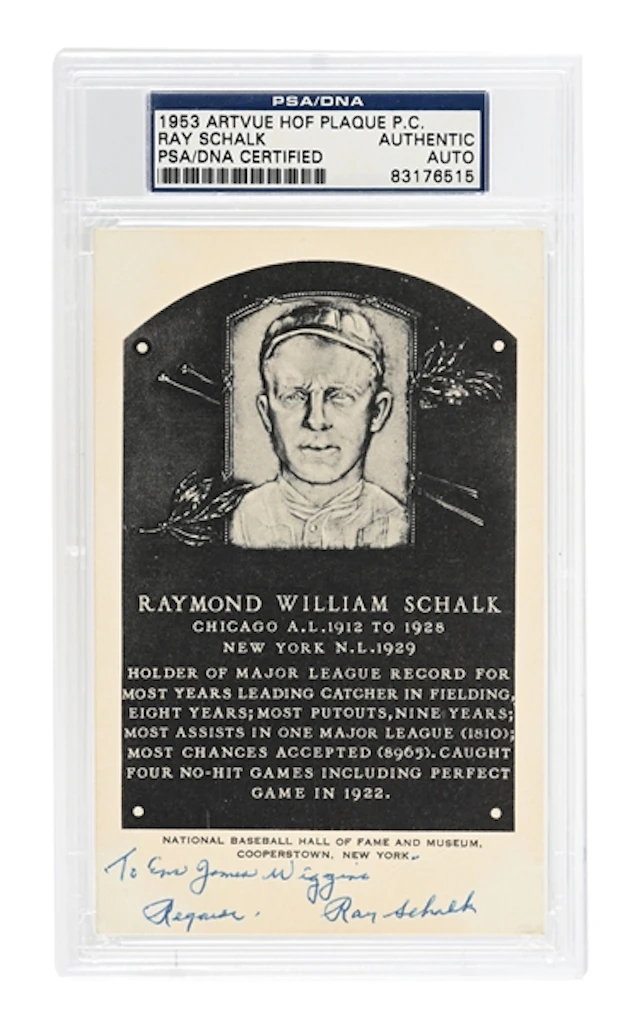RAY SCHALK SIGNED ARTVUE HOF PLAQUE PSA/DNA
