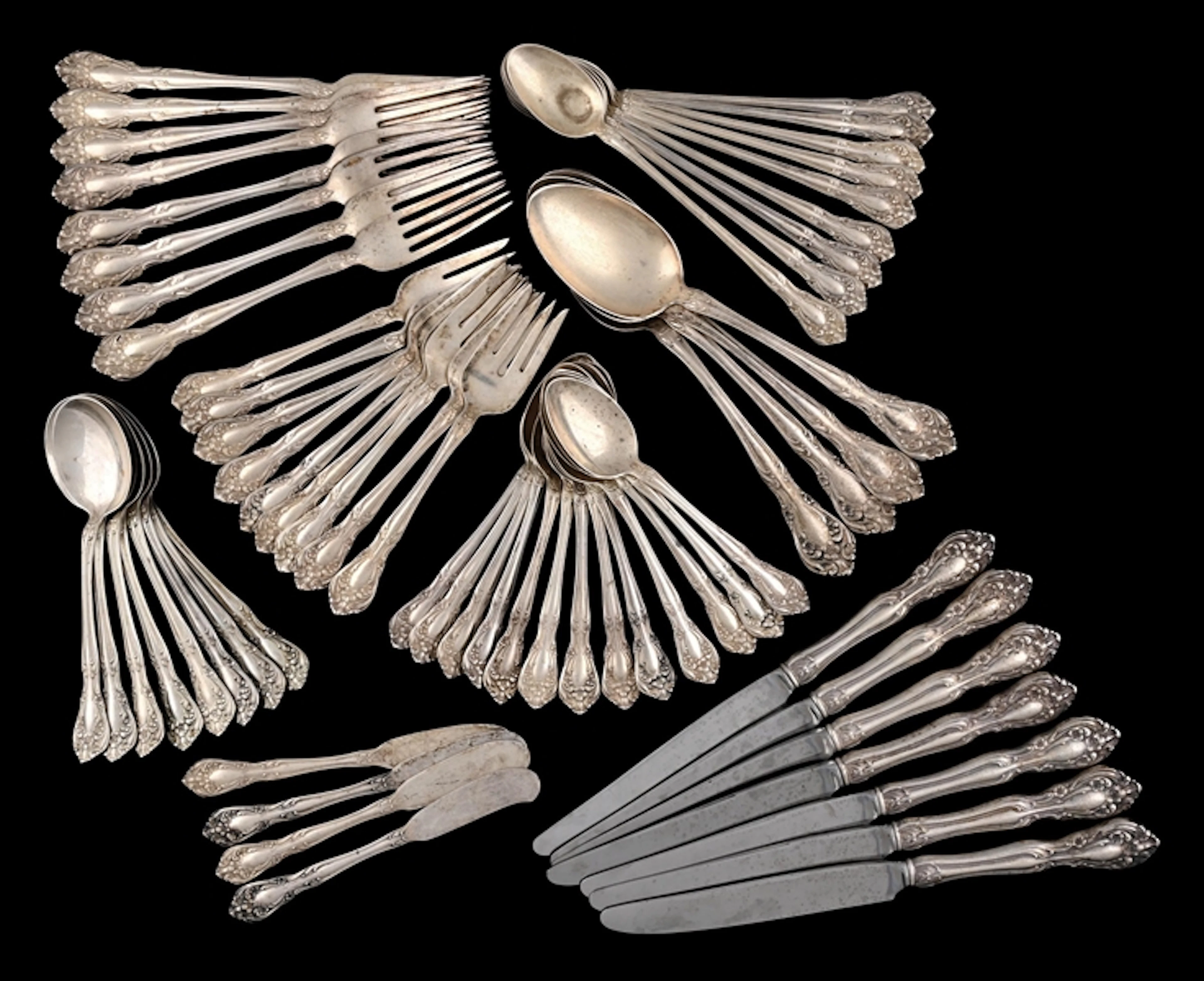 COLLECTION OF 62: ALVIN STERLING SILVER FLATWARE