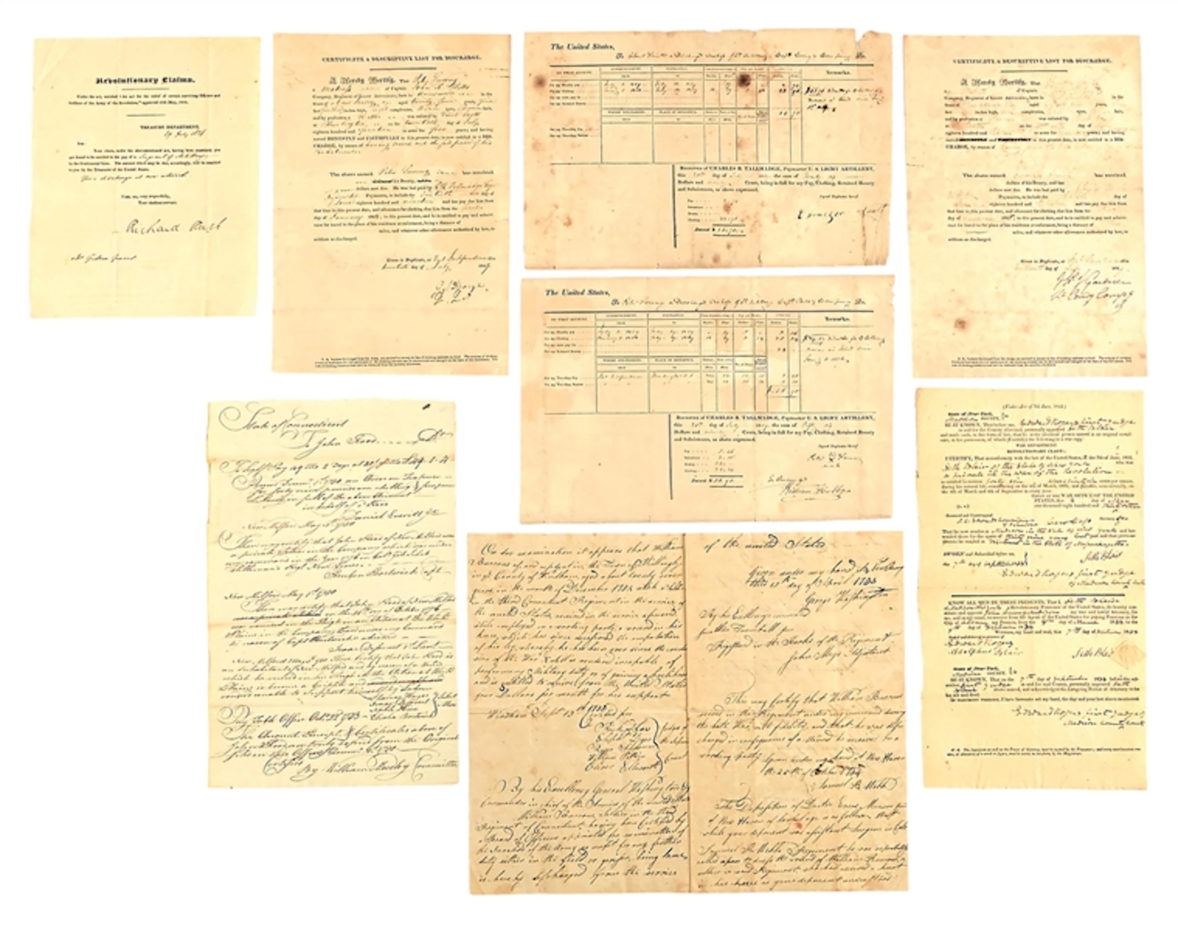LOT OF REVOLUTIONARY WAR PENSION DOCUMENTS.