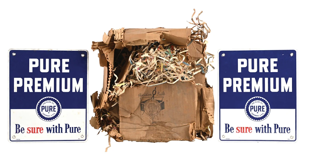 COLLECTION OF 2: PURE PREMIUM "BE SURE WITH PURE" PORCELAIN PUMP PLATE