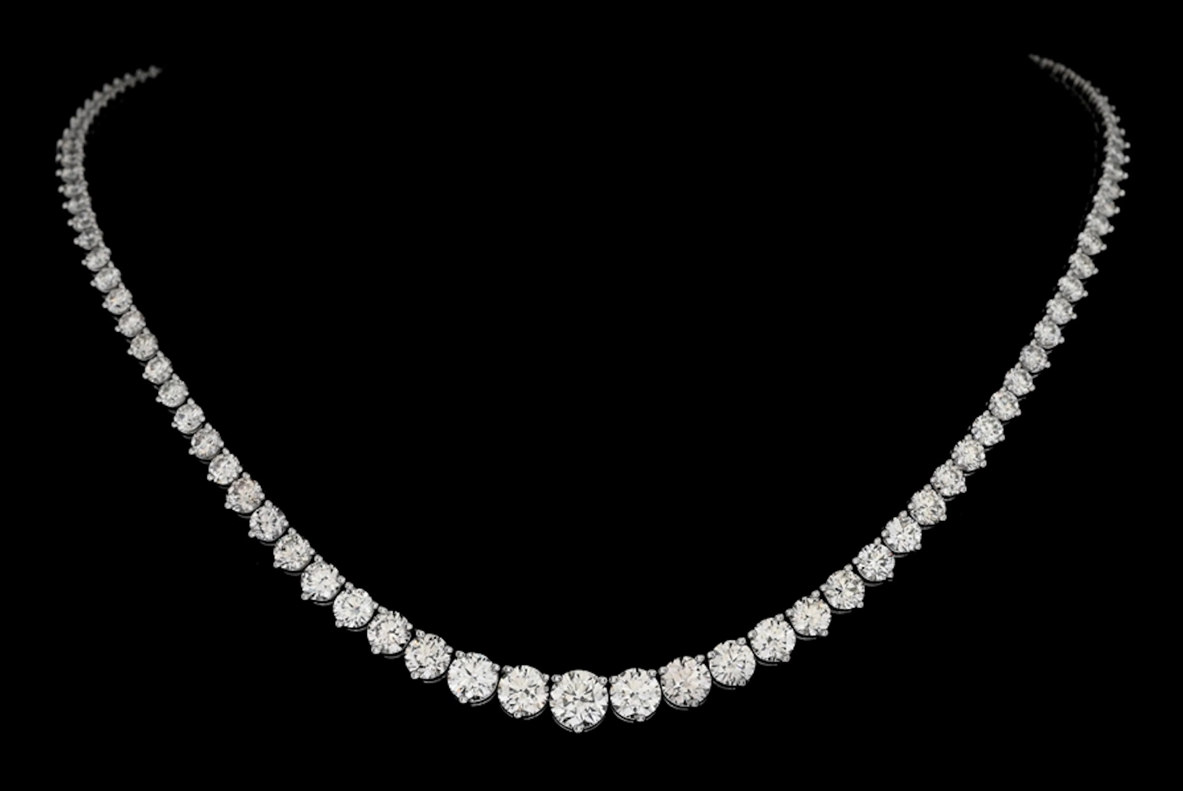 14K WHITE GOLD GRADUATED DIAMOND NECKLACE, 17.75CT TW